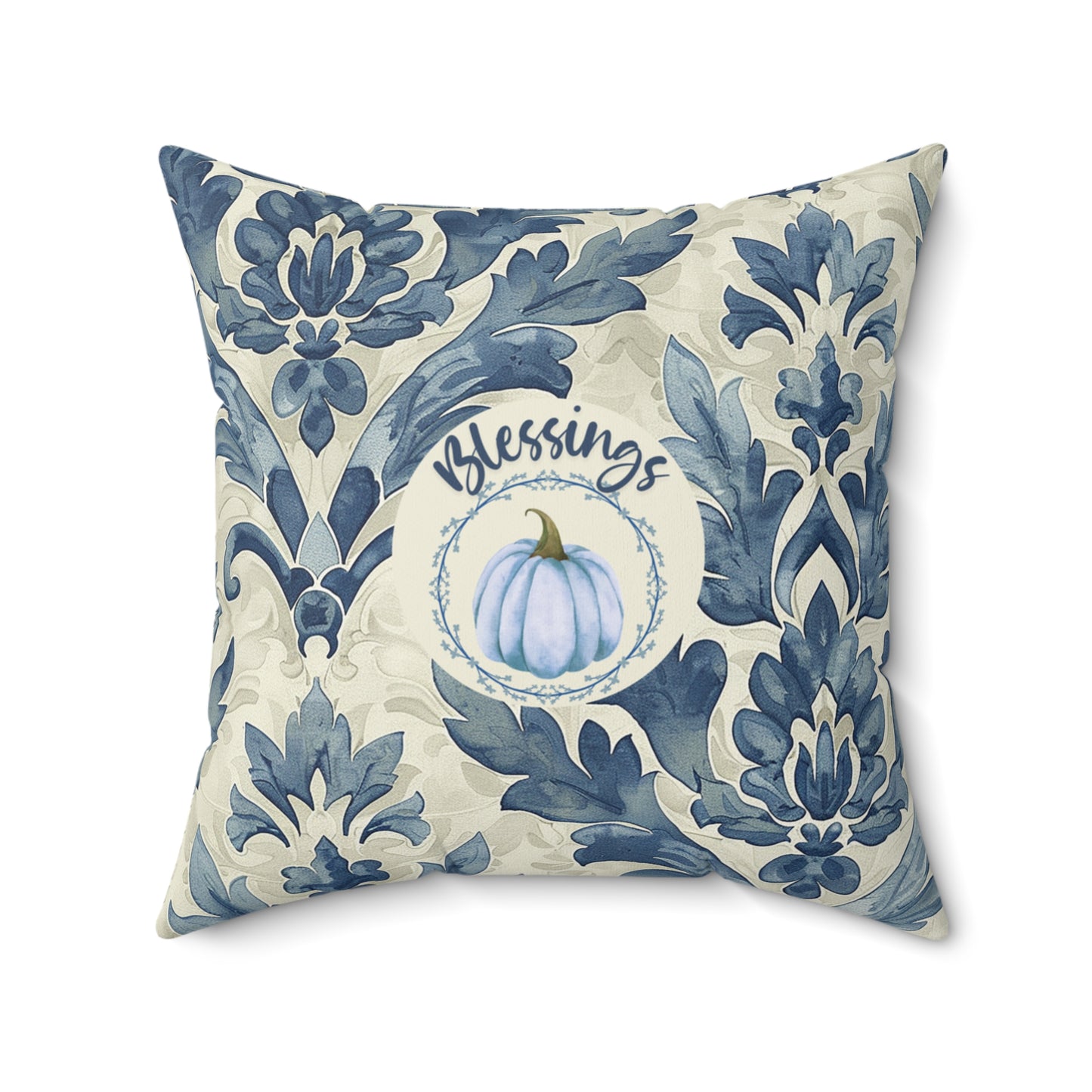 Thanksgiving Accent Decor Pillow Autumn Pumpkin Seasonal Throw Pillow Fall-Themed Navy and Beige Cushion for Her