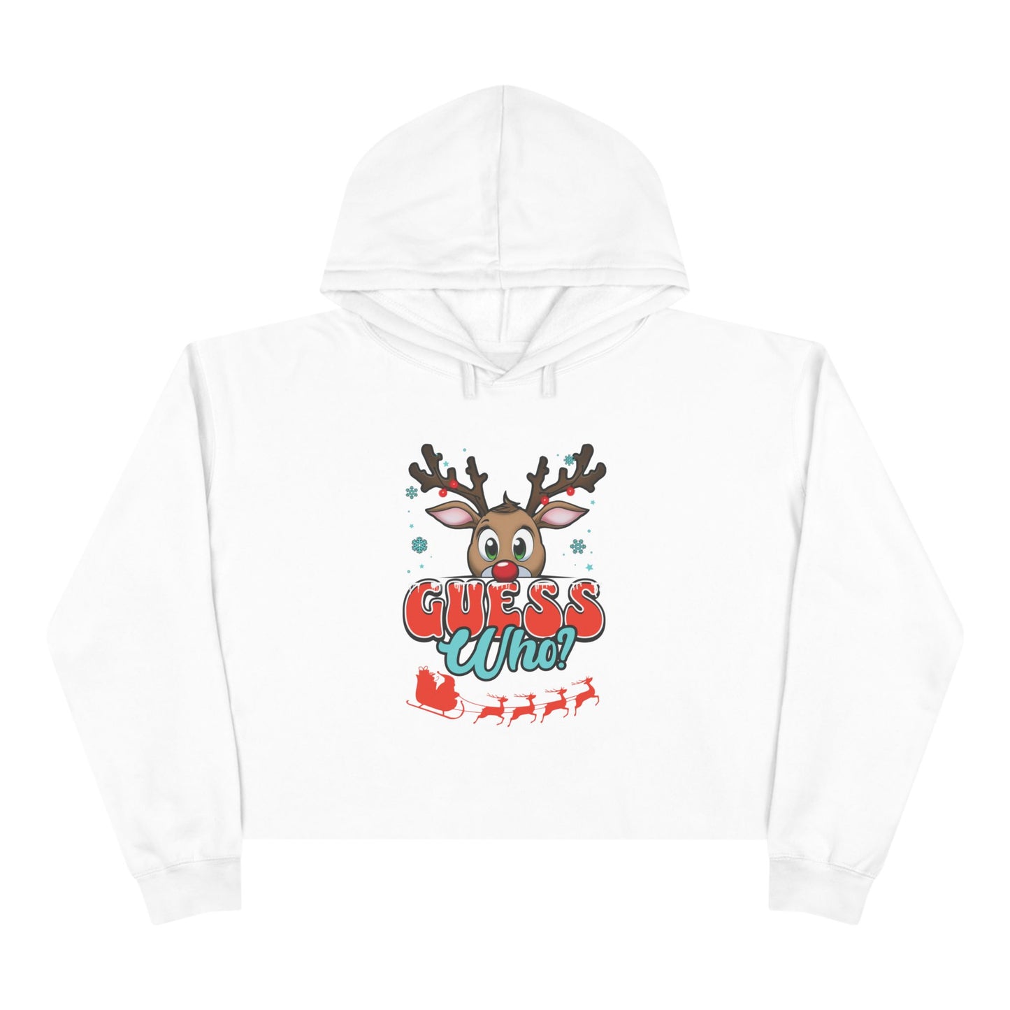 Christmas Crop Top Peeking Reindeer Hoodie Cute Santa Sleigh Guess Who Sweatshirt Design Holiday Gift Fashion Winter Wonderland Idea