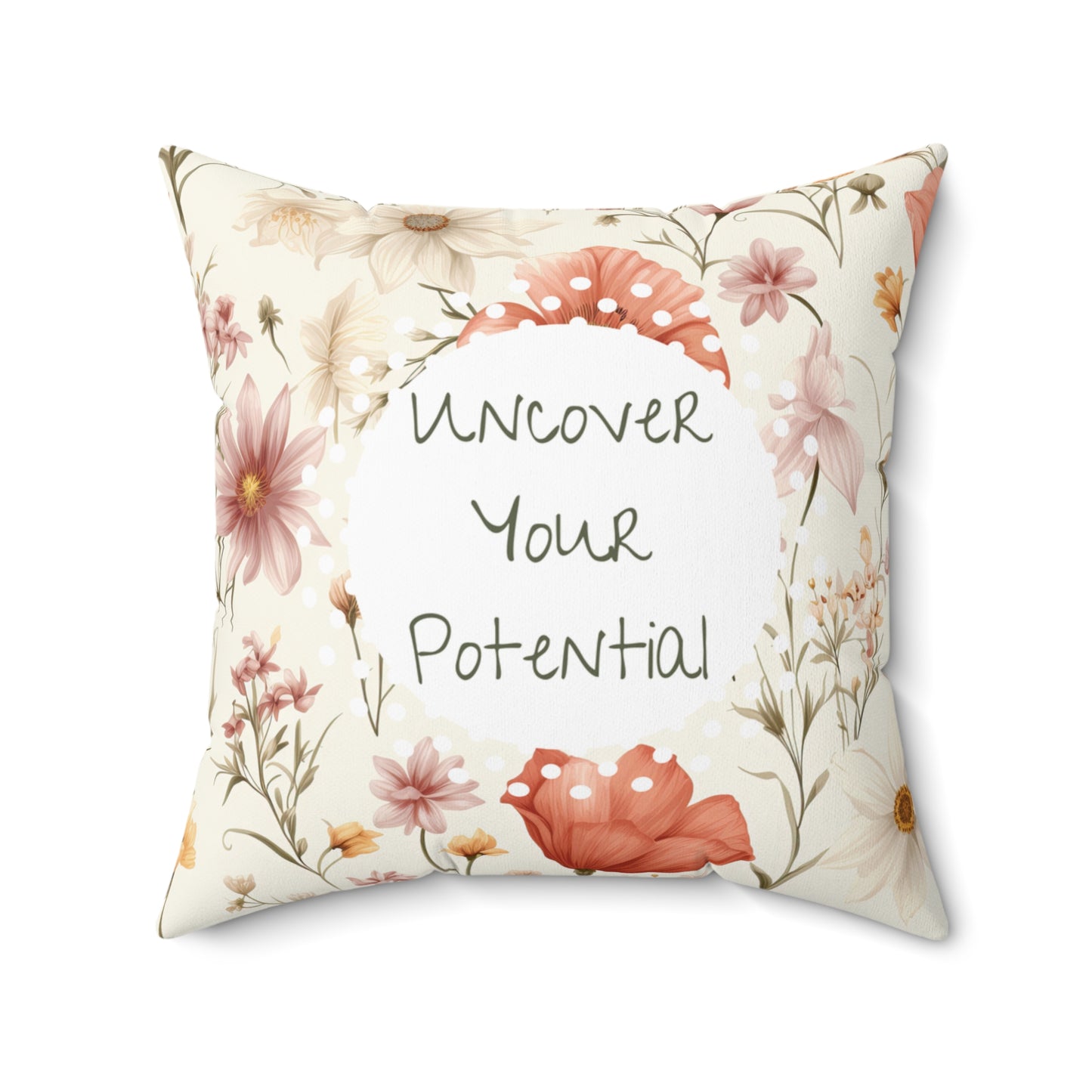 Uplifting Eco-Friendly Accent Pillow Home Decor Housewarming Gift for her Double-Sided Home Accent Stylish Peach Floral Decor Cushion