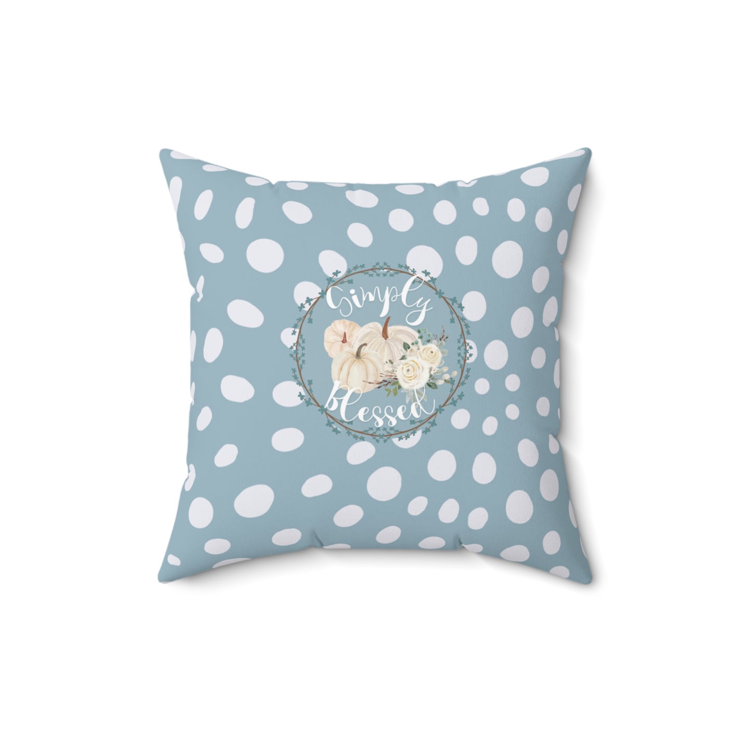 Teal Blue Autumn Home Decor Pumpkin Floral Pillow Decorative Holiday Throw Cushion Cozy Fall Decor Gift for Her