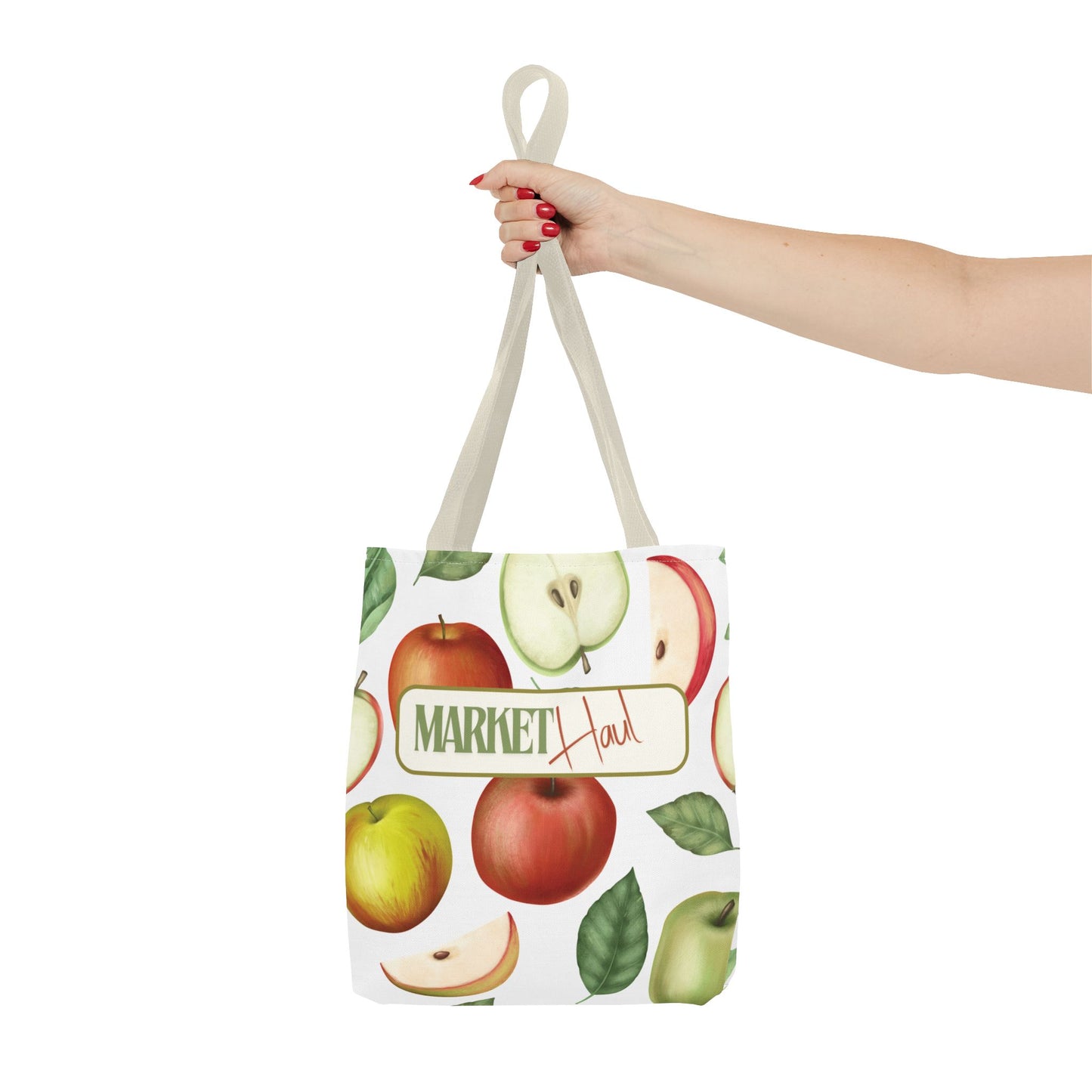 Everyday-Use Shopping Tote Apple Pattern Shopping Bag Functional Large Storage Eco-Friendly Market Tote
