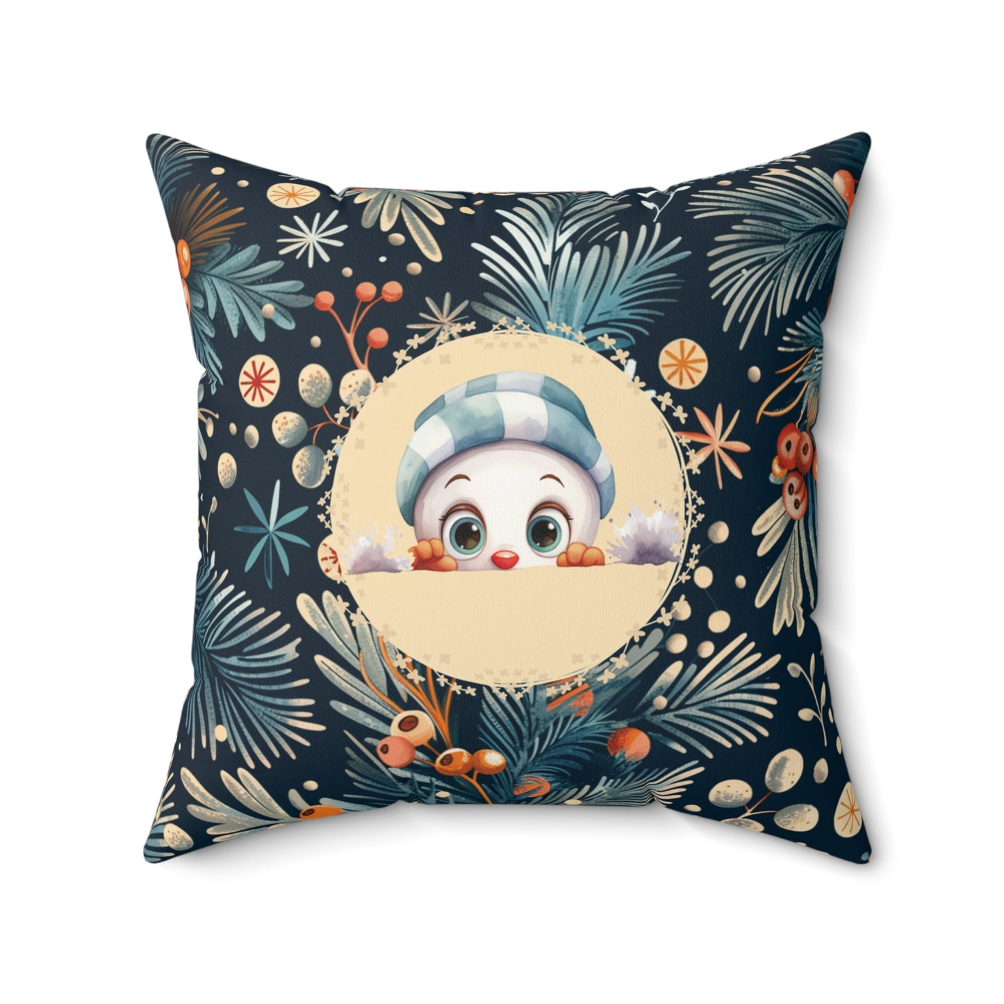 Christmas Home Accent Seasonal Snowman Pillow Elegant Blue Holiday Home Throw Pillow Double-Sided Unique Home Decor Gift