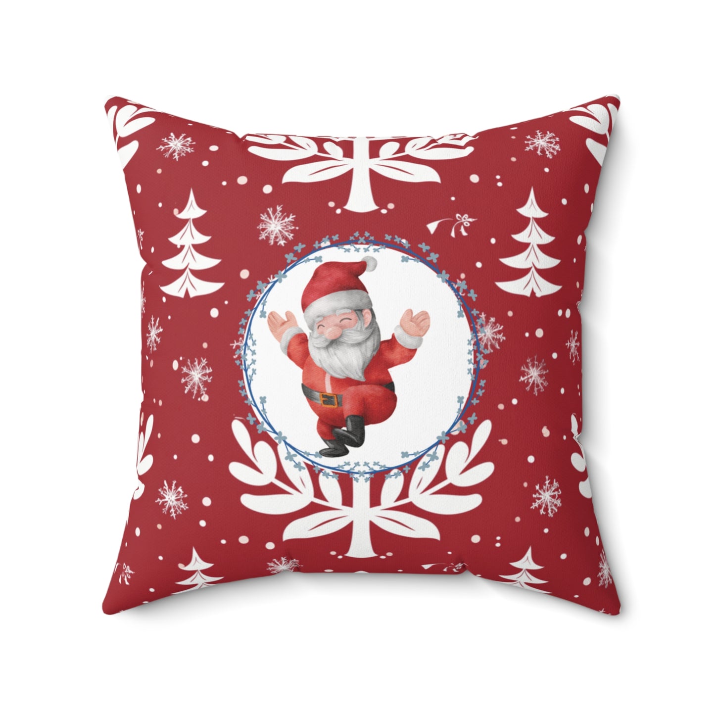 Christmas Dancing Santa Whimsical Accent Pillow Modern Seasonal Home Decor Unique Holiday Gift Idea Double-Sided Pillow