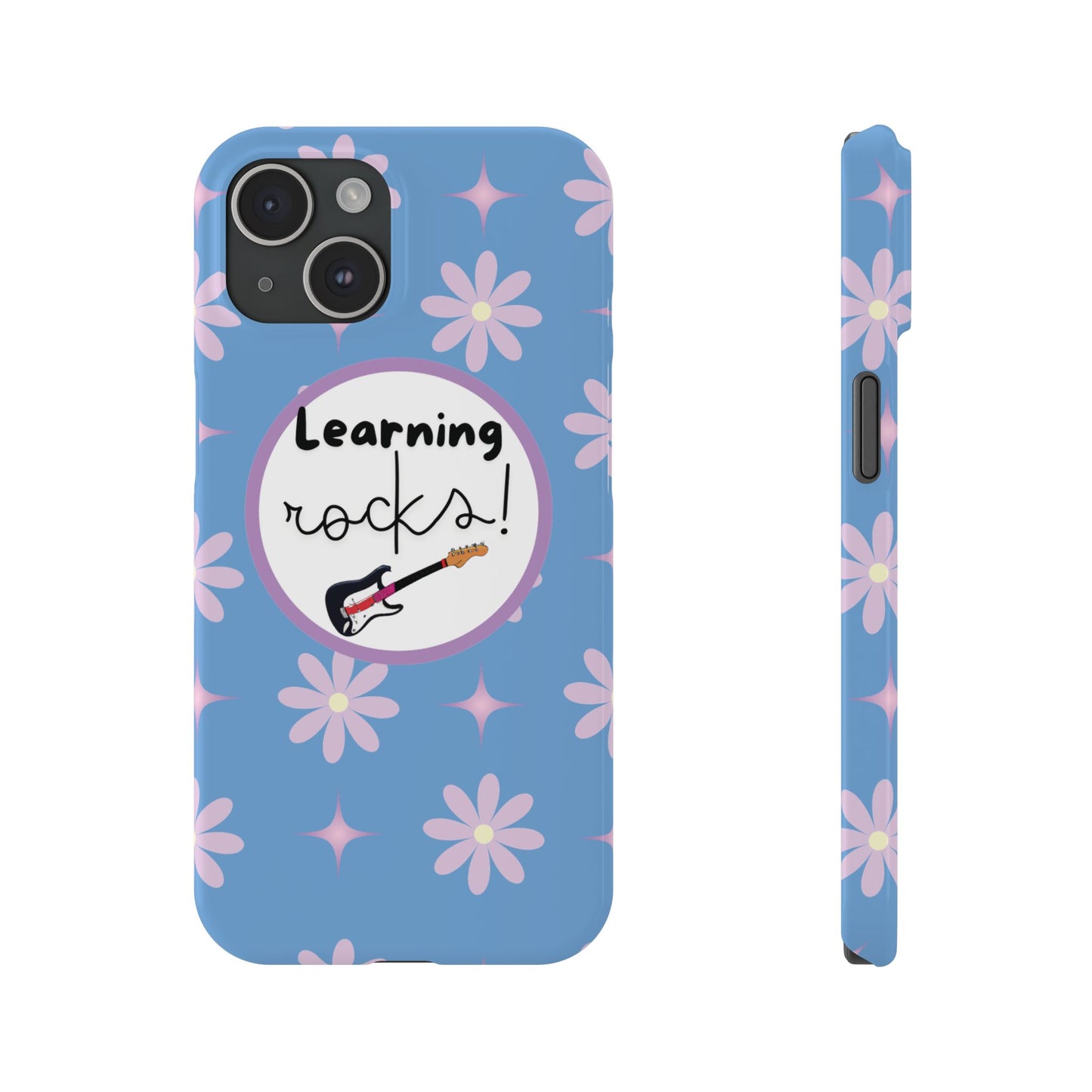Stylish Back to School Phone Case for Music Lovers Trendy Light Blue Floral Designed Motivational iPhone Cover