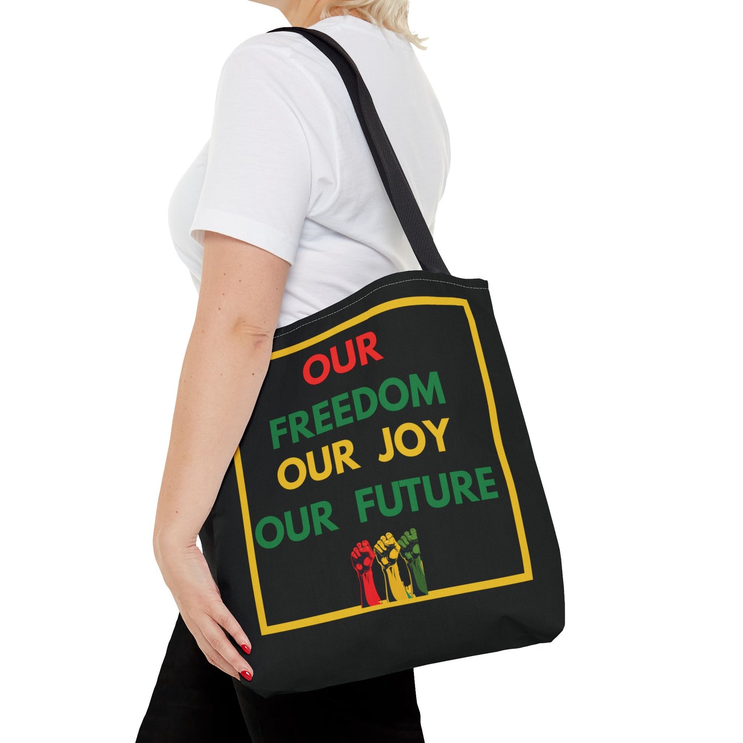Red Gold Green Liberation Movement Tote Our Freedom Our Joy Our Future Cultural Pride Afrocentric Empowerment Fashion Tote Black History Gift