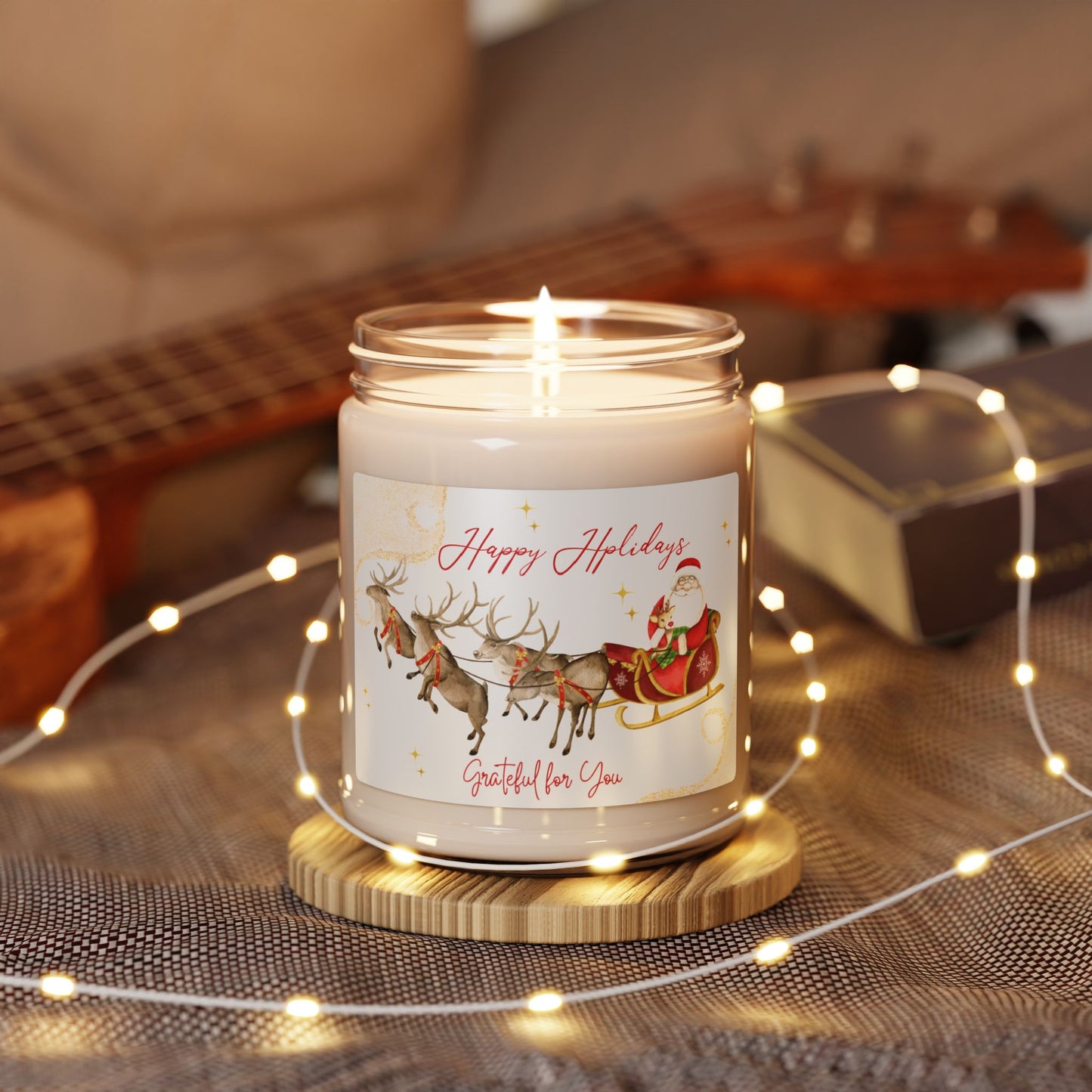 Christmas Gift Holiday Appreciation Candle Santa's Sleigh Festive Home Hostess Gift 9oz Eco-Friendly Seasonal Aromatic Candle