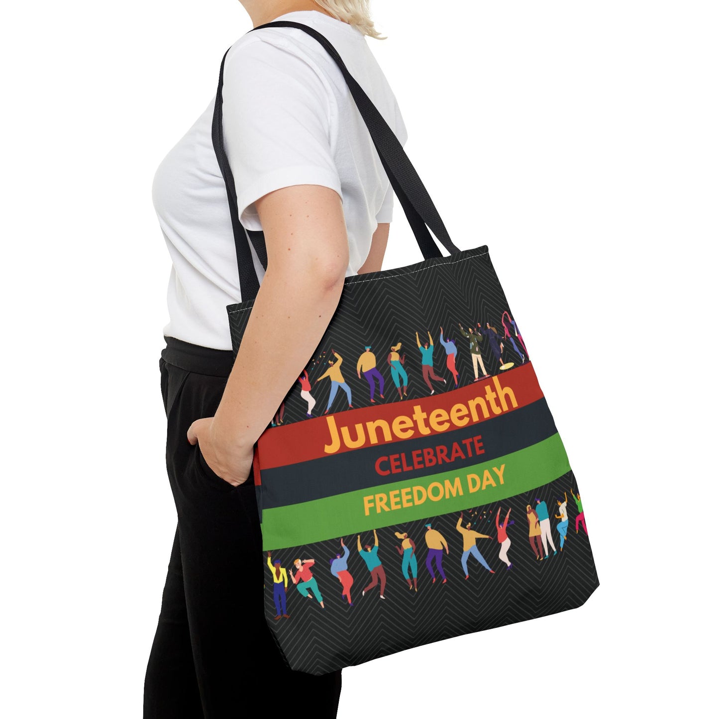 Juneteenth Tote Black History Gift Cultural Pride Afrocentric Celebration Bag Parade-Ready Dancing Figures Artwork Festival Tote Large Storage Bag