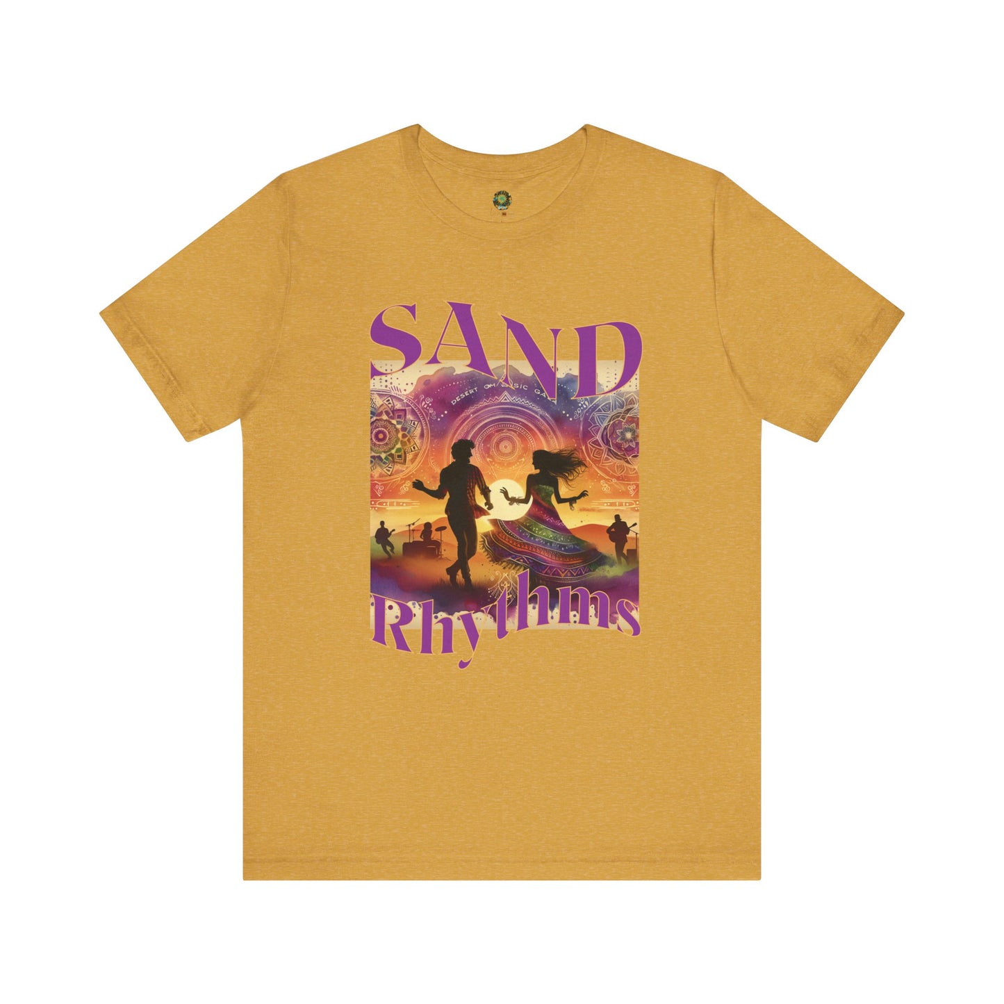 Bohemian Desert Festival T-Shirt Sand Rhythms Music Lovers Tee for Couples, Concerts, Music Festivals, and Boho Style Enthusiasts