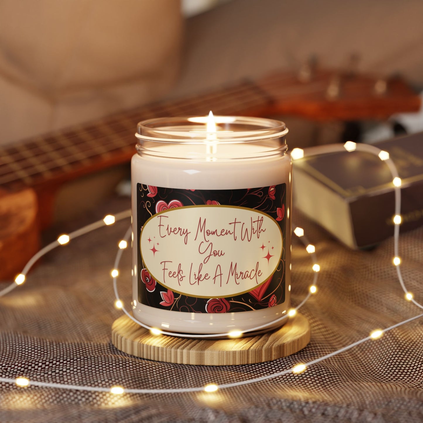 V- Day Love-Themed Sentimental Candle 9oz Elegant Scented Red Roses Couples Valentine Gift Eco-Friendly Long-Burn Soy Wax Candle