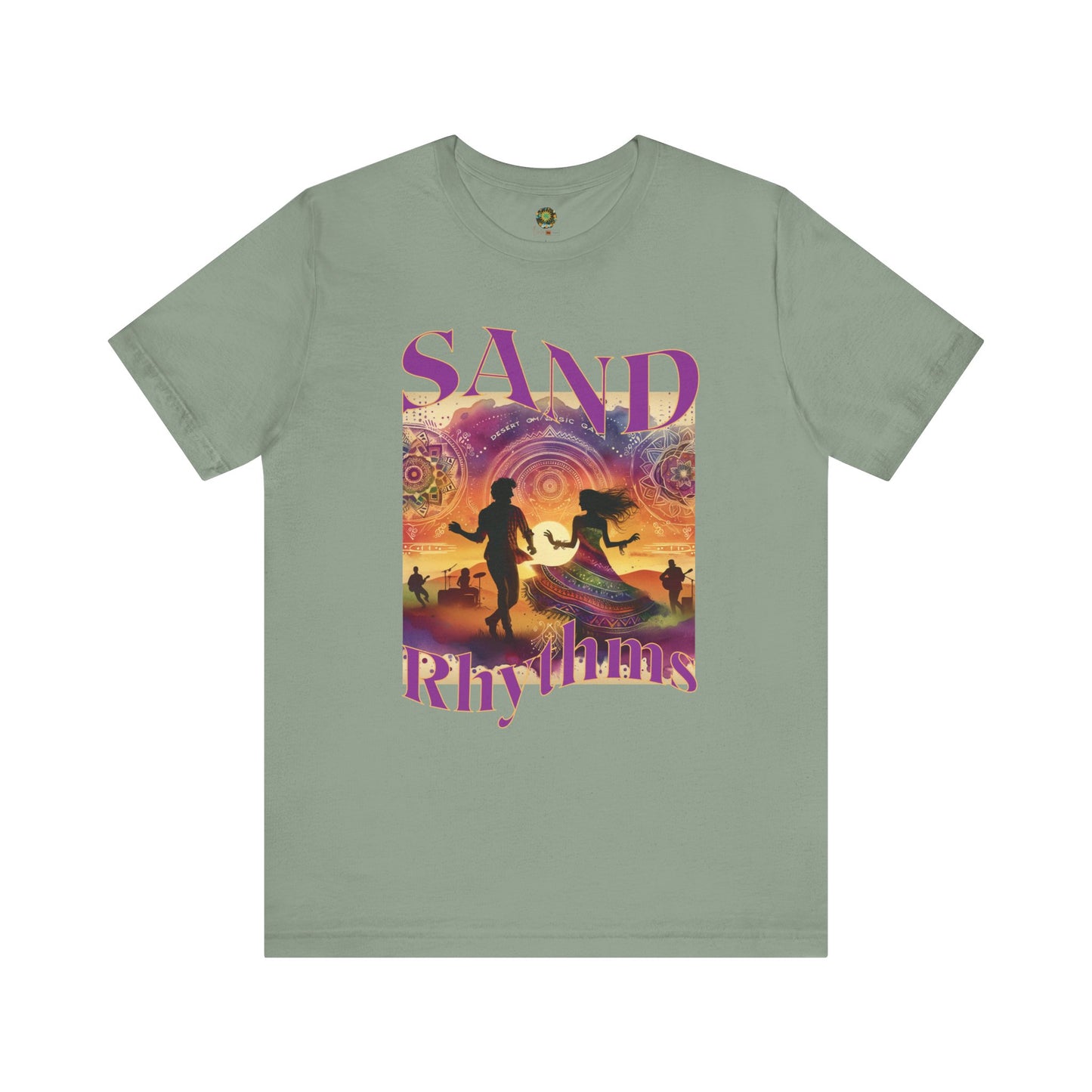 Bohemian Desert Festival T-Shirt Sand Rhythms Music Lovers Tee for Couples, Concerts, Music Festivals, and Boho Style Enthusiasts