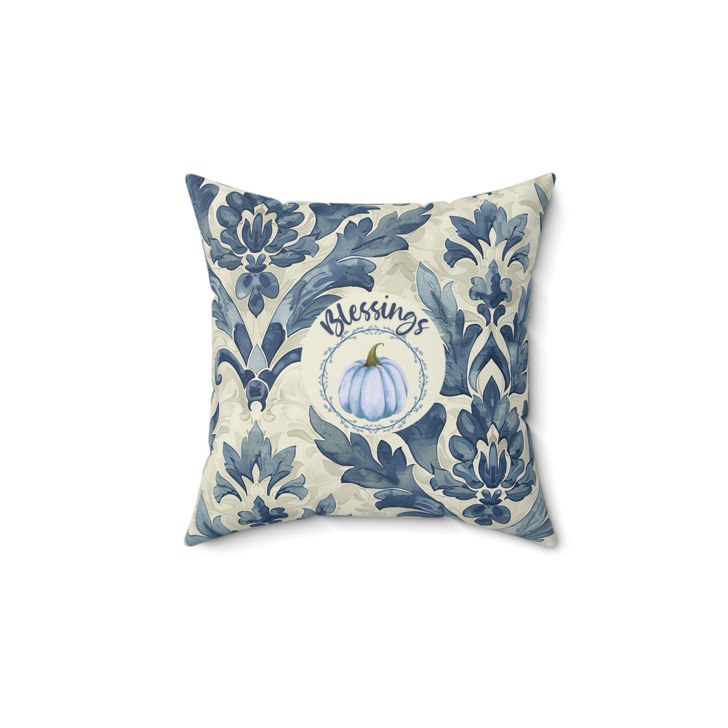 Thanksgiving Accent Decor Pillow Autumn Pumpkin Seasonal Throw Pillow Fall-Themed Navy and Beige Cushion for Her