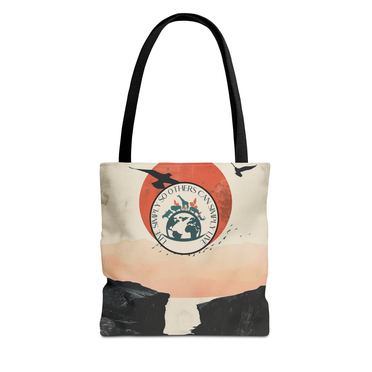 Minimalist Gulls and Sunset Art Earth Day Bag Environmentalist Gift Eco-Awareness Statement Sustainable Life style Mindful Living Tote Accessory