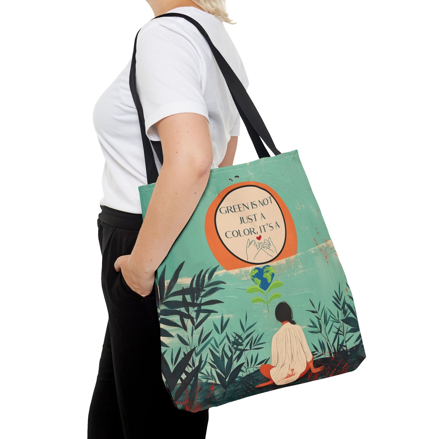 Sustainable Nature-Inspired Planet Pledge Earth Day Reusable Tote Environmentalist Pinky-Promise Design Planet Positive Eco-Conscious Tote Bag