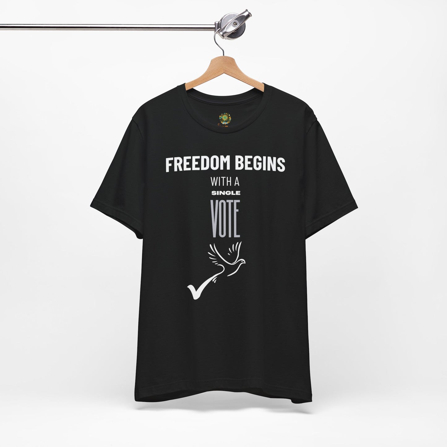 US Election 2024 T-Shirt Freedom Begins With A Single Vote Neutral Grey Civic Engagement Tee Trendy Political Top