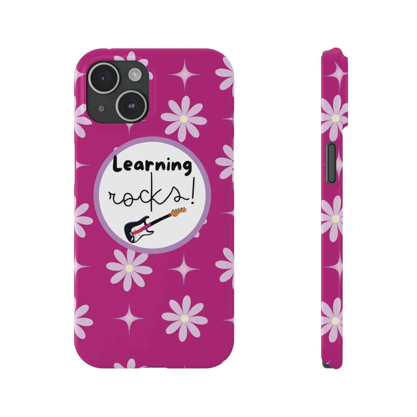 Pink Floral Music-Themed iPhone Cover Motivational Back to School Phone Case Trendy School Gear for Music Lovers