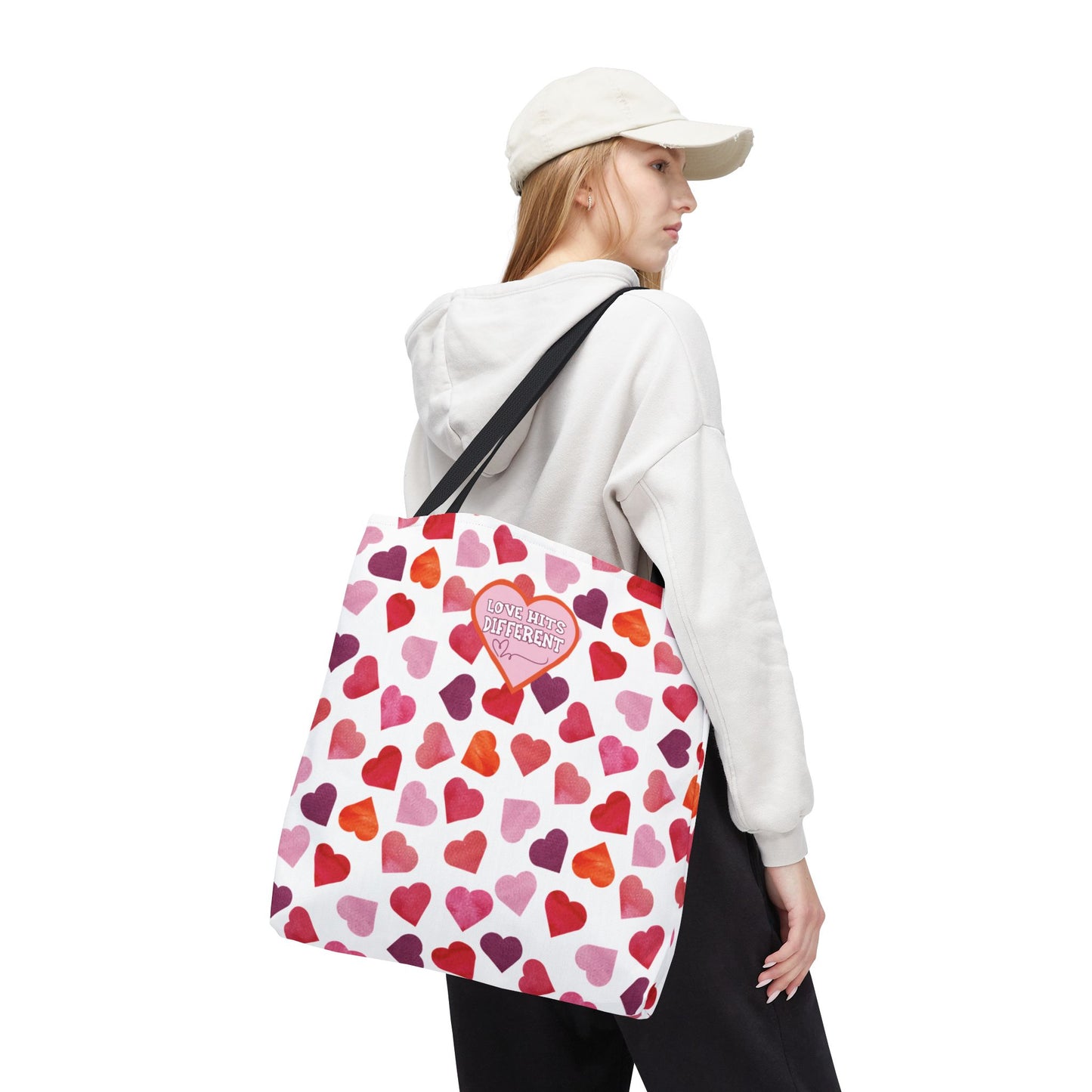Trendy Love-Themed Reusable Valentine's Day Tote Gift for Her Aesthetic Gen Z Heart Design Large Storage Romantic and Stylish Tote Bag