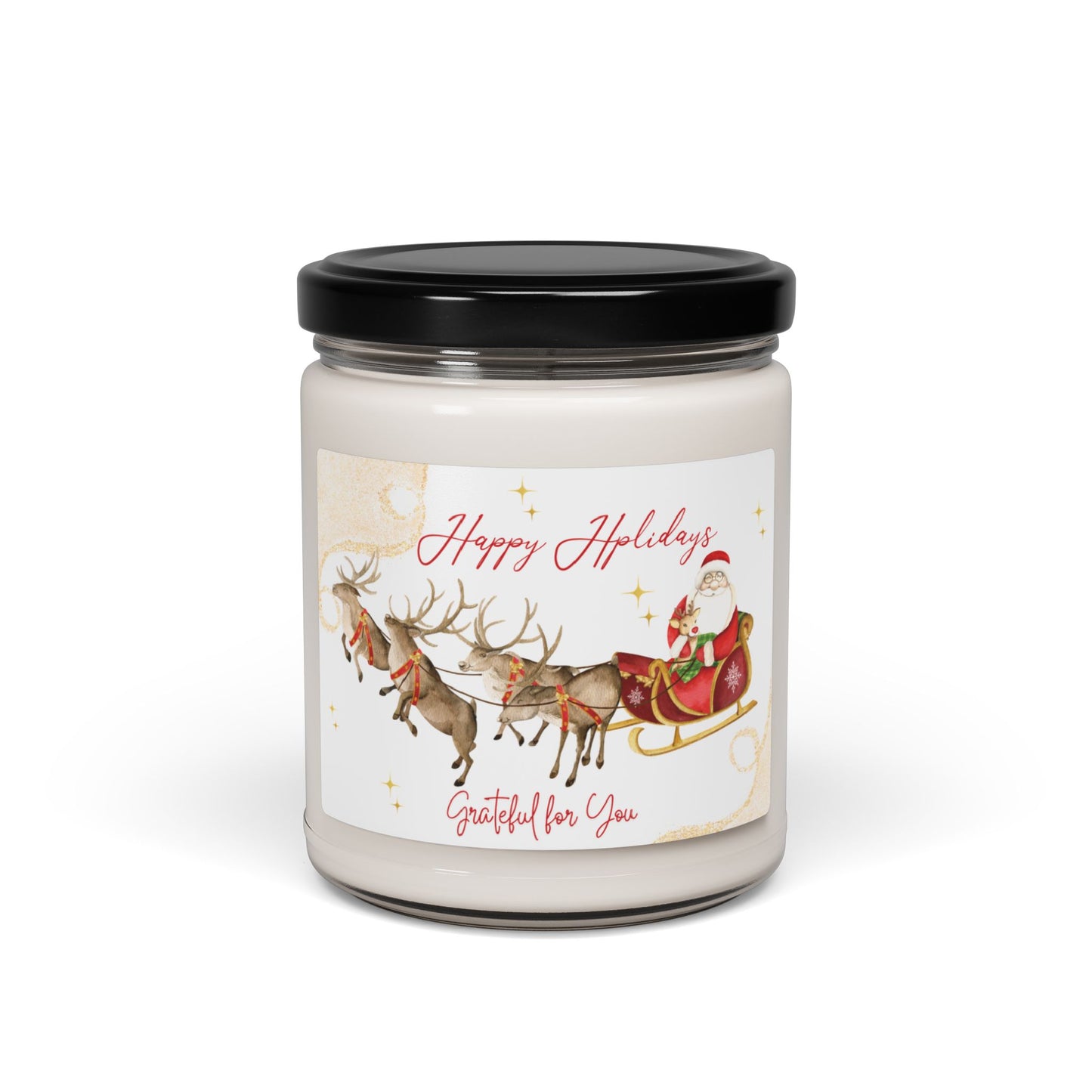 Christmas Gift Holiday Appreciation Candle Santa's Sleigh Festive Home Hostess Gift 9oz Eco-Friendly Seasonal Aromatic Candle