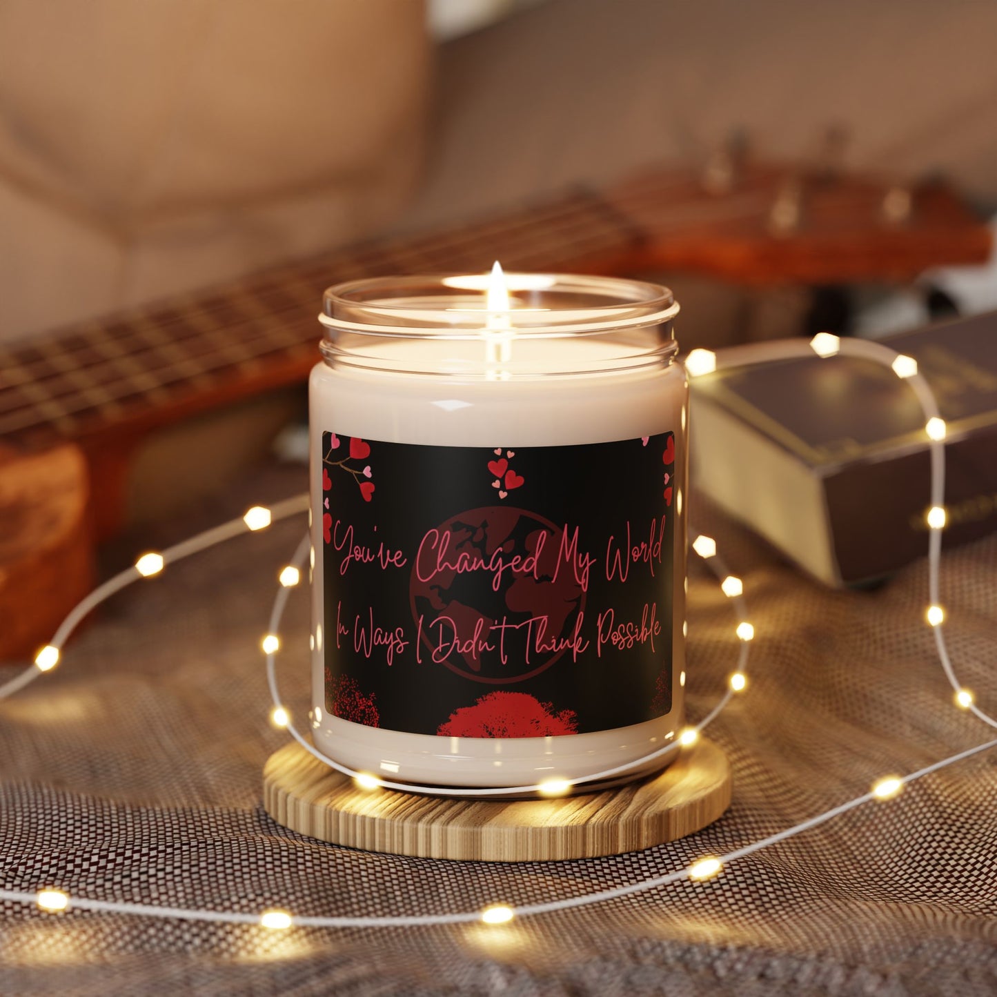 Sentimental V-Day Candle Gift For Partner Scented Long-Burning Soy Candle Decorative Globe and Heart Gift Candle Anniversary Long-Burn Candle For Lovers