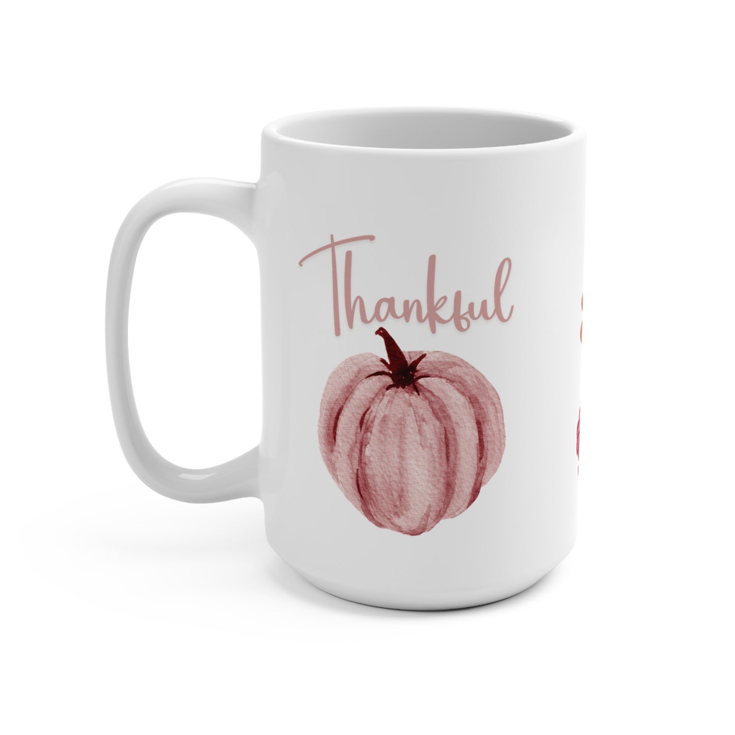 Pink Pumpkin Mug for Breast Cancer Awareness Motivational Thankful Grateful Coffee Mug Watercolor Design Empowering Message Mug Gift
