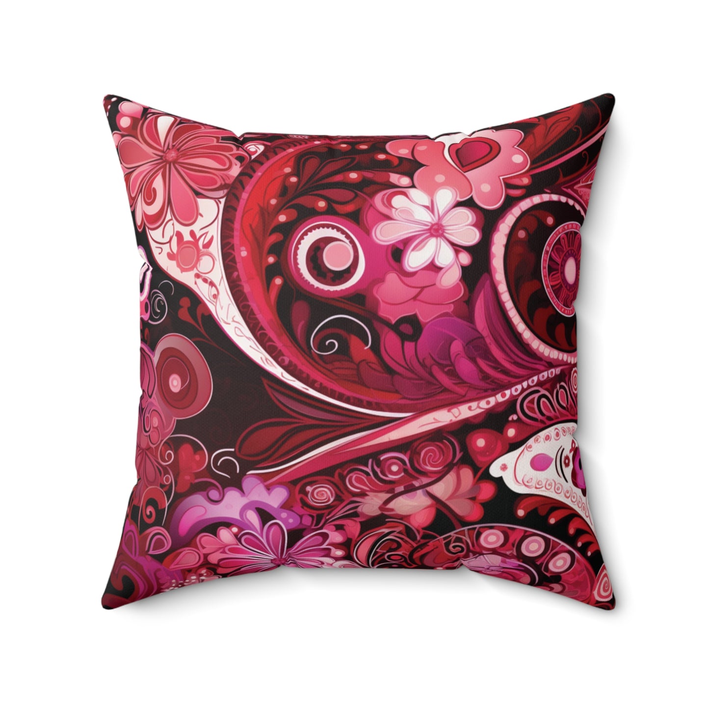 Red and Pink Pillow Accent for Valentines Day Gift for Couples Decorative Love-Inspired V-Day Home Decor Year-Round Paisley Artistic Pillow Accent
