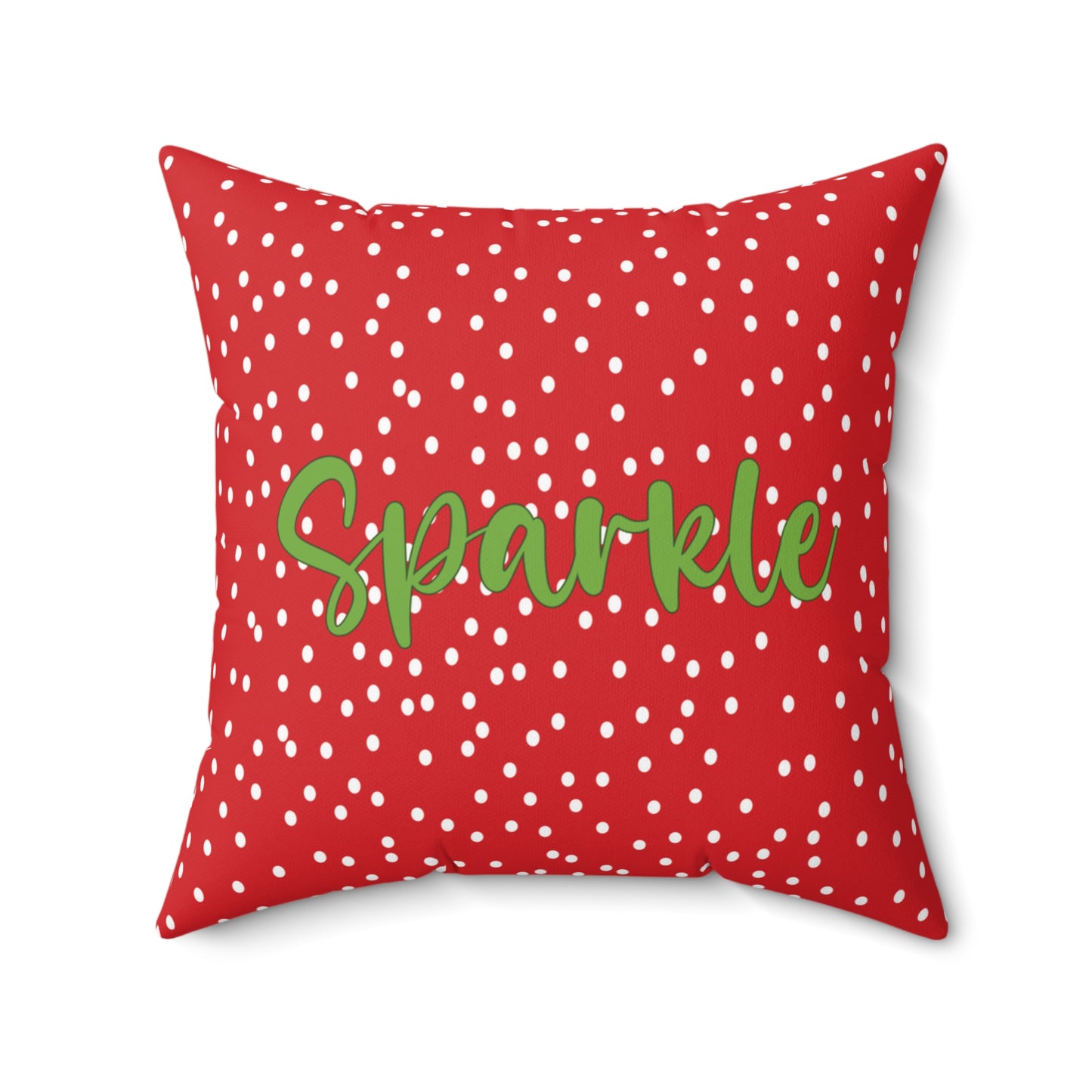 Cozy Christmas Living Room Decor Pillow Red Double-Sided Holiday Accent Green Script Pillow Festive Home Decor Rejoice Sparkle Pillow Accent Gift