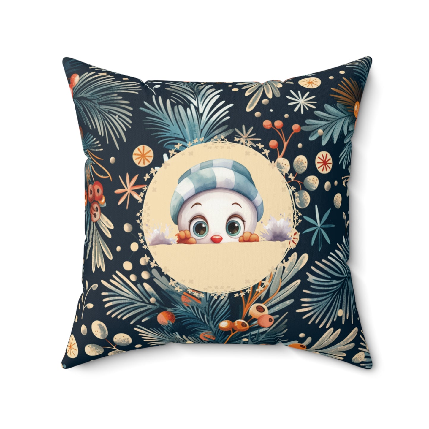 Christmas Home Accent Seasonal Snowman Pillow Elegant Blue Holiday Home Throw Pillow Double-Sided Unique Home Decor Gift