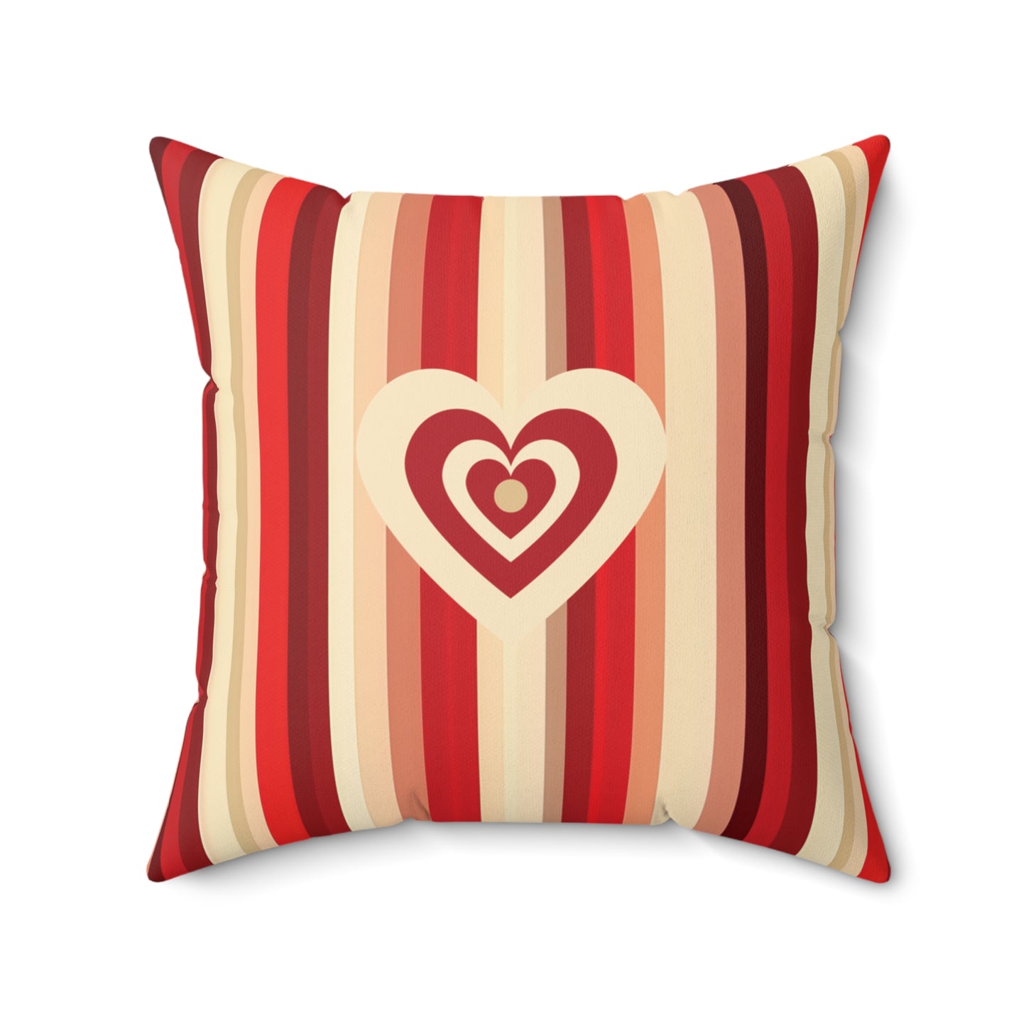 Double-Sided Heart Motif Valentine Cushion Modern Home Decor Red and Beige Striped Love Them Pillow For V-Day Gift Romantic Home Decor