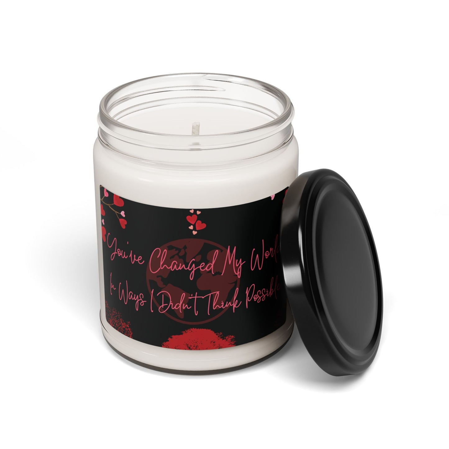 Sentimental V-Day Candle Gift For Partner Scented Long-Burning Soy Candle Decorative Globe and Heart Gift Candle Anniversary Long-Burn Candle For Lovers