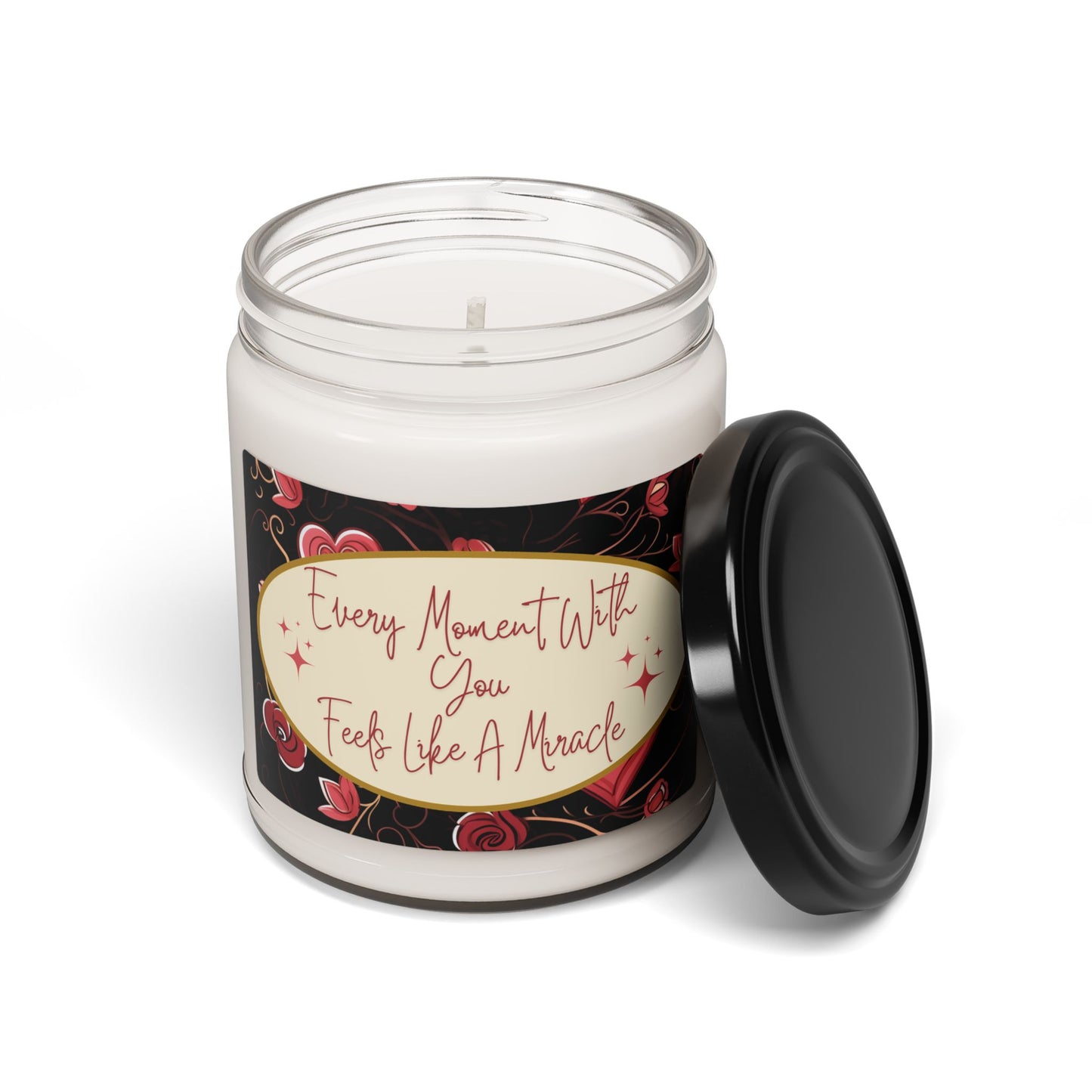 V- Day Love-Themed Sentimental Candle 9oz Elegant Scented Red Roses Couples Valentine Gift Eco-Friendly Long-Burn Soy Wax Candle