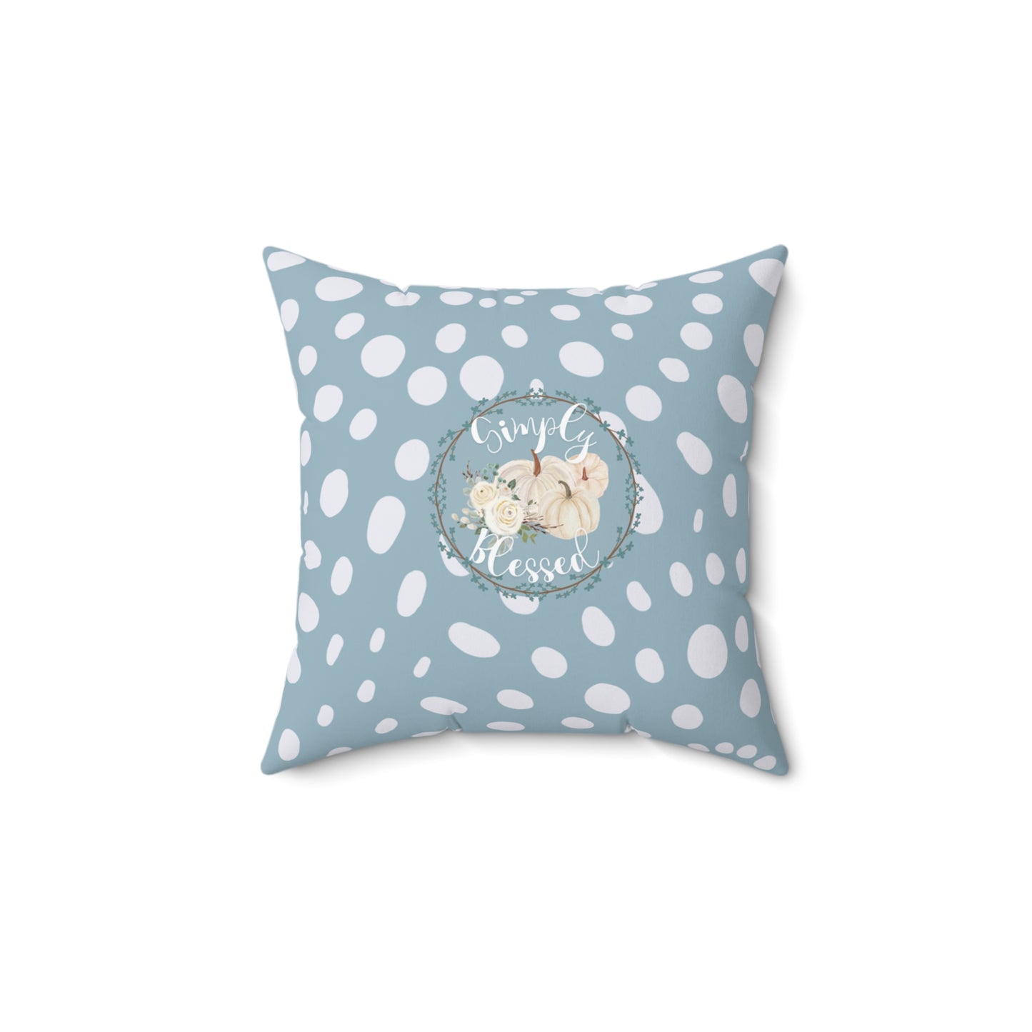 Teal Blue Autumn Home Decor Pumpkin Floral Pillow Decorative Holiday Throw Cushion Cozy Fall Decor Gift for Her