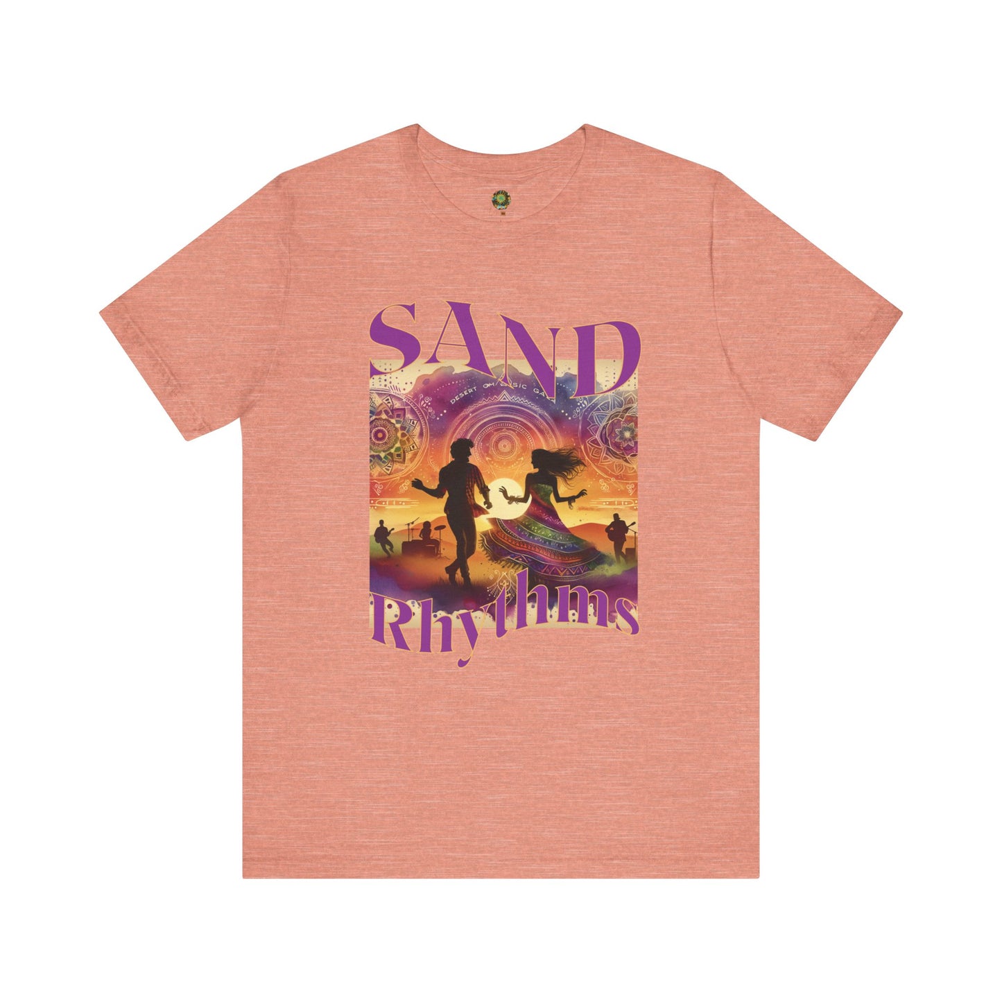 Bohemian Desert Festival T-Shirt Sand Rhythms Music Lovers Tee for Couples, Concerts, Music Festivals, and Boho Style Enthusiasts