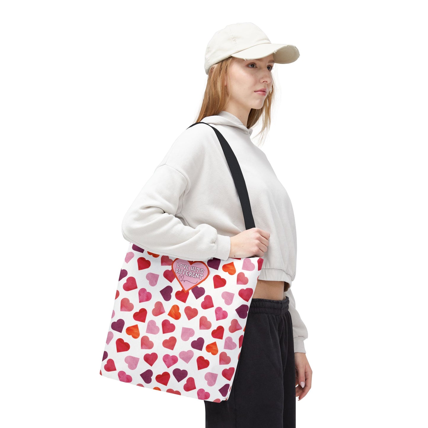 Trendy Love-Themed Reusable Valentine's Day Tote Gift for Her Aesthetic Gen Z Heart Design Large Storage Romantic and Stylish Tote Bag