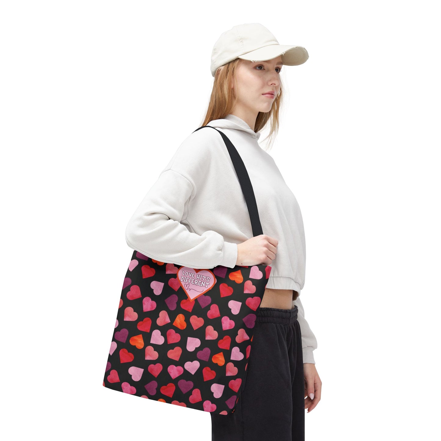 Trendy Love-Themed Reusable Valentine's Day Aesthetic Gen Z Heart Design Tote Large Storage Gift Accessory For Her Romantic and Stylish Tote Bag