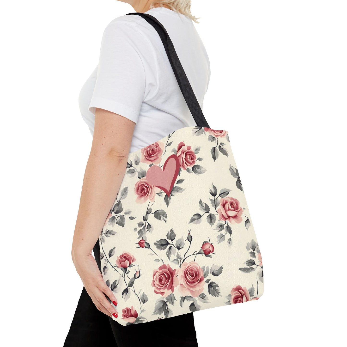 Elegant Rose Pattern Valentine's Day Accessory Gift for Women Romantic Stylish Durable Tote Bag for Weddings Functional Unique Gift Tote For Her