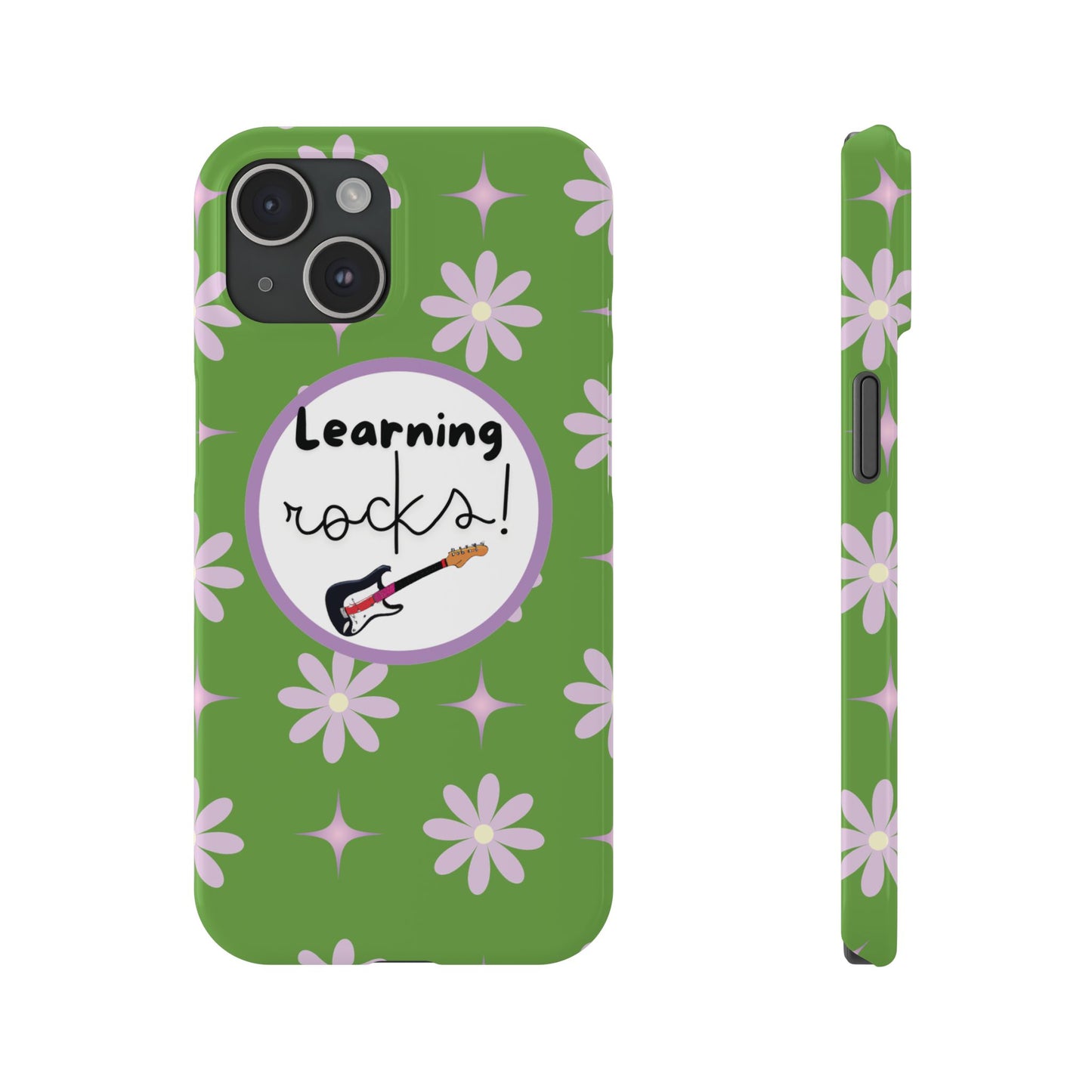 Green Floral Music-Themed iPhone Cover for Music Lovers Motivational Back to School Fun Phone Case Trendy School Gear