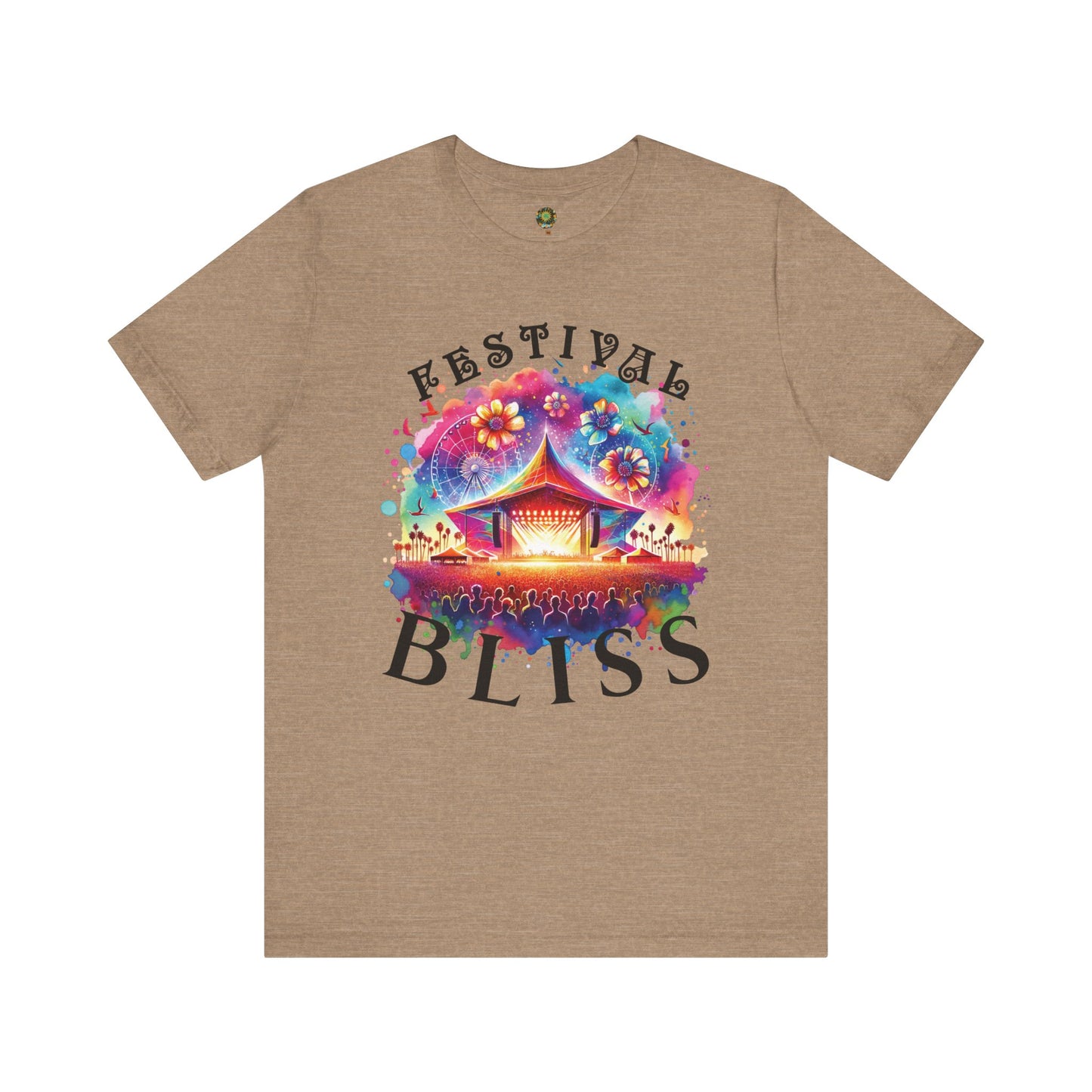 Festival Bliss T-Shirt Colorful Abstract Music Festival Tee Bohemian Desert Style Music Lover Shirt for Festivals and Concerts