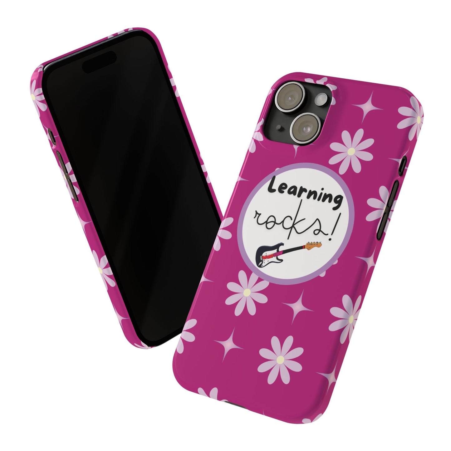 Pink Floral Music-Themed iPhone Cover Motivational Back to School Phone Case Trendy School Gear for Music Lovers