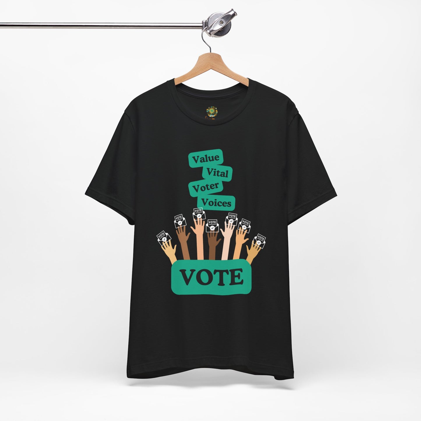 Unique Voting Design US Election 2024 T-Shirt Value Vital Voter Voices Graphic Hands Voting Tee Election Apparel
