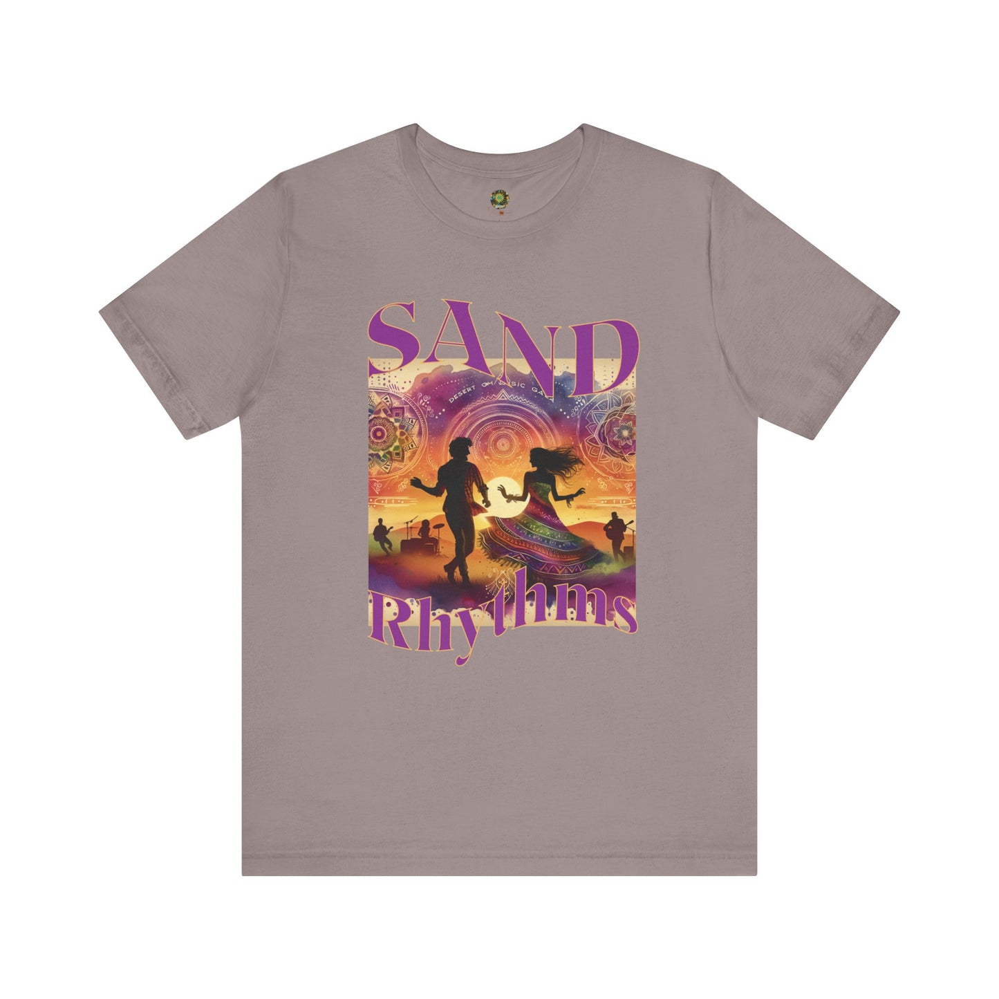 Bohemian Desert Festival T-Shirt Sand Rhythms Music Lovers Tee for Couples, Concerts, Music Festivals, and Boho Style Enthusiasts