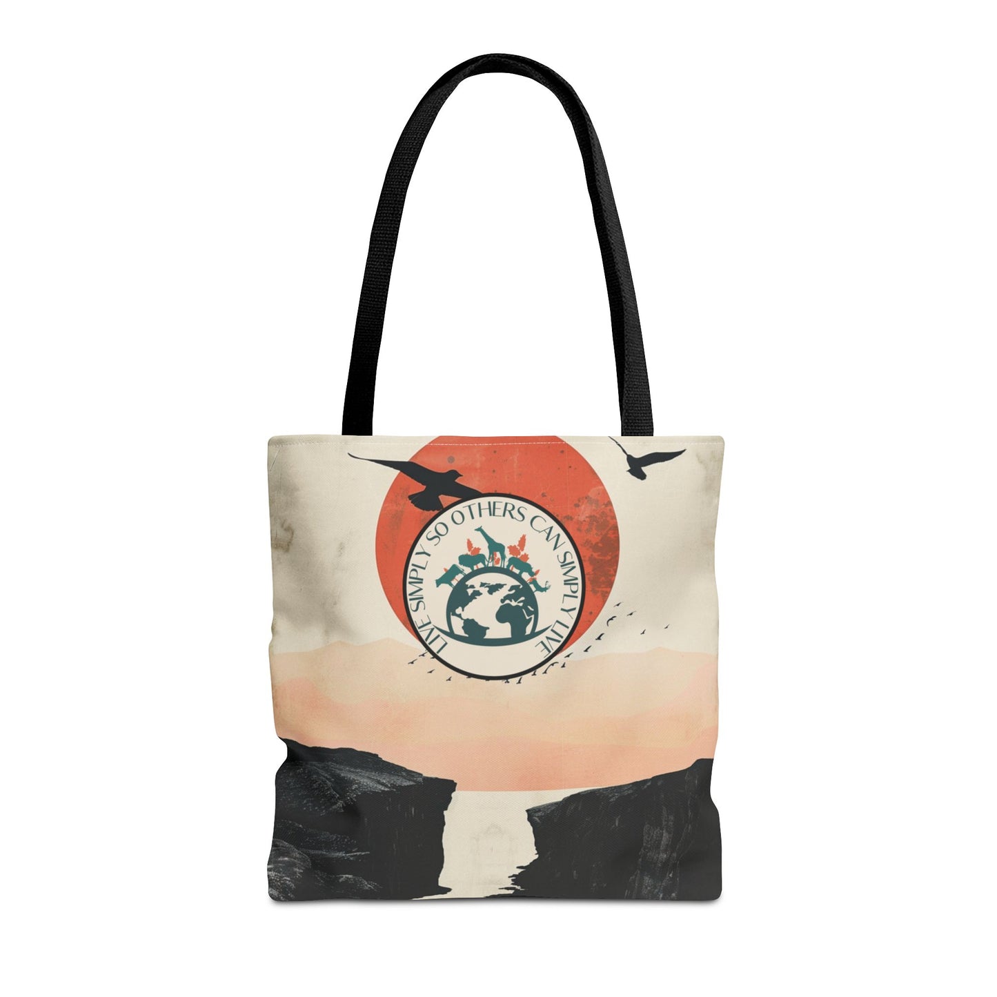 Minimalist Gulls and Sunset Art Earth Day Bag Environmentalist Gift Eco-Awareness Statement Sustainable Life style Mindful Living Tote Accessory