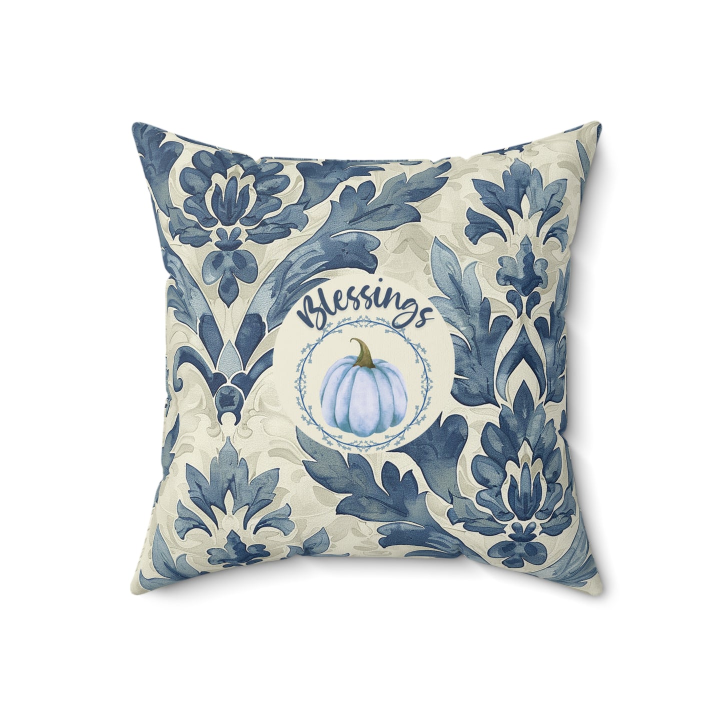 Thanksgiving Accent Decor Pillow Autumn Pumpkin Seasonal Throw Pillow Fall-Themed Navy and Beige Cushion for Her