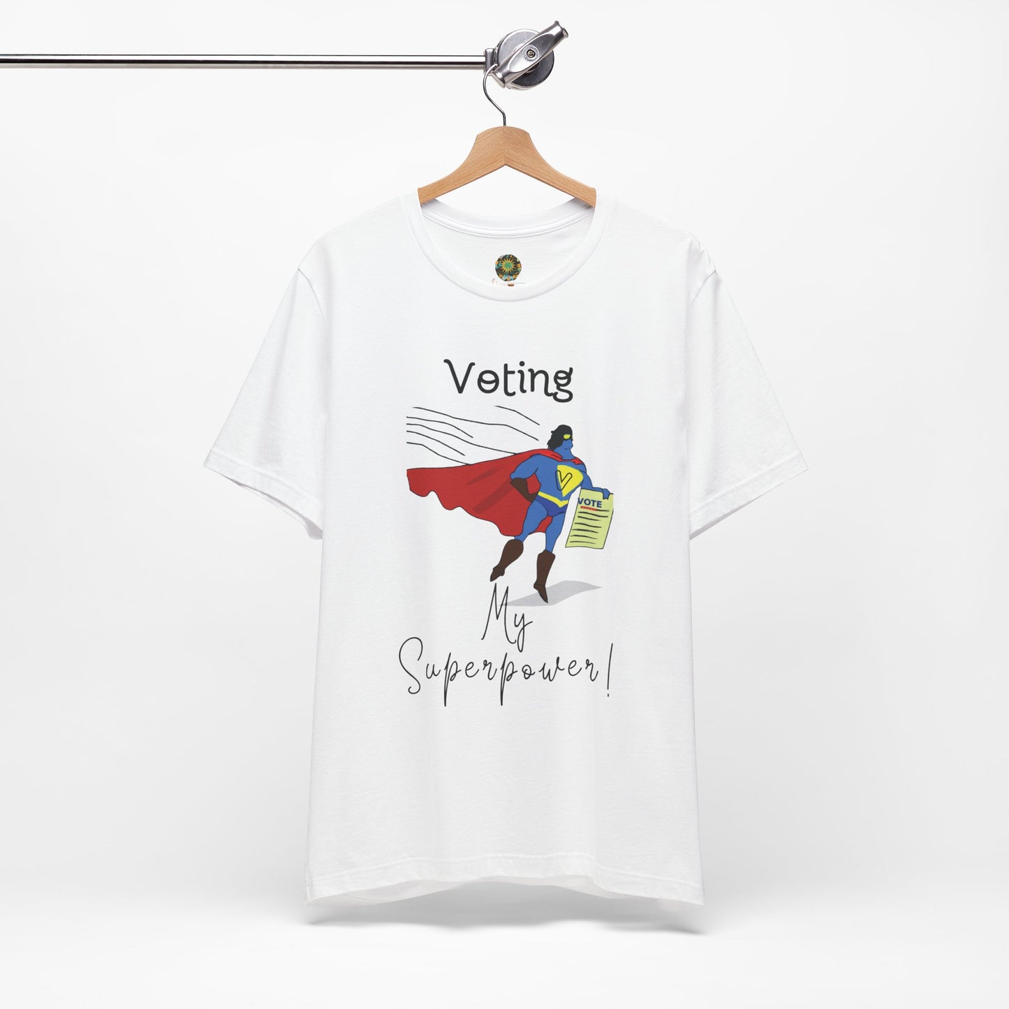 US Election 2024 T-Shirt Voting My Superpower Superhero Graphic Tee for Civic Pride Democracy Voting Rights