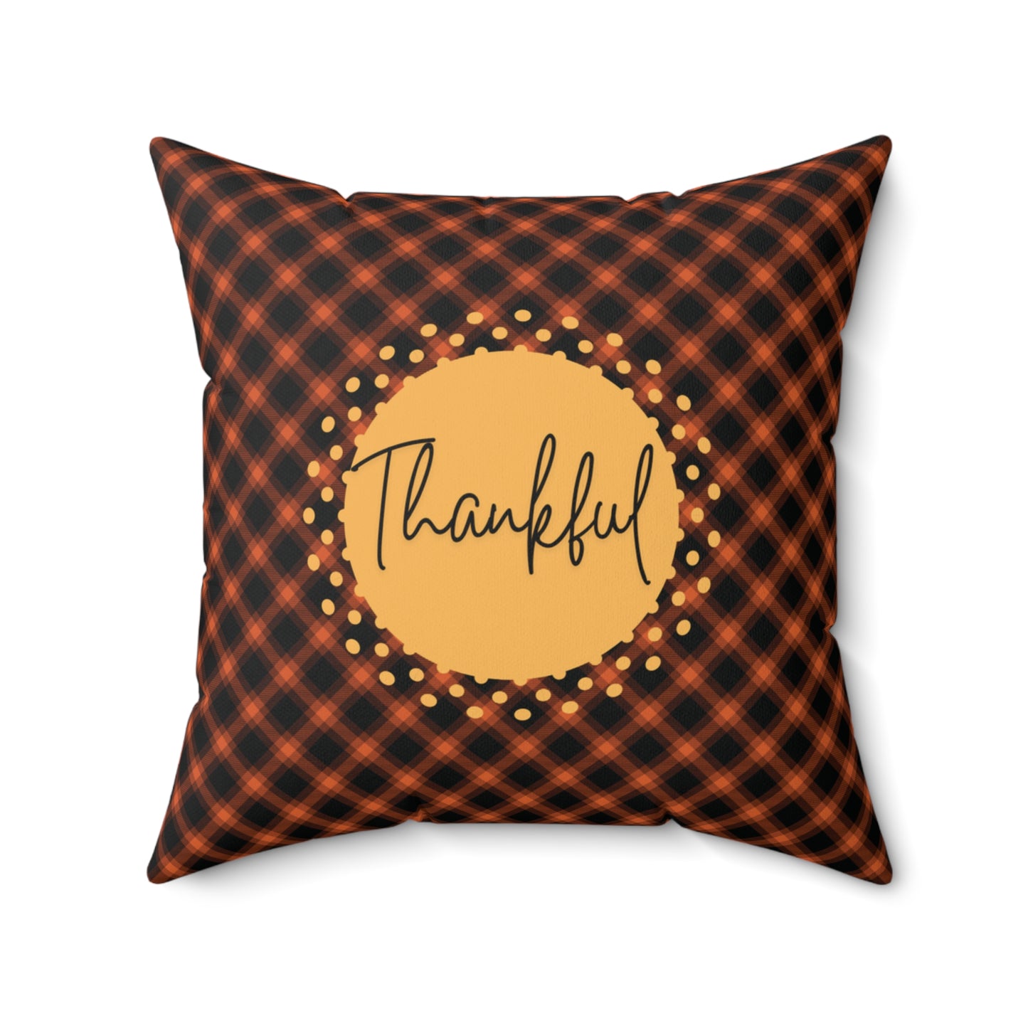 Thanksgiving Gift Pillow Black and Orange Checkered Two-sided Fall Cushion Cozy Autumn Decor Gift for her Thankful Blessed Seasonal Pillow