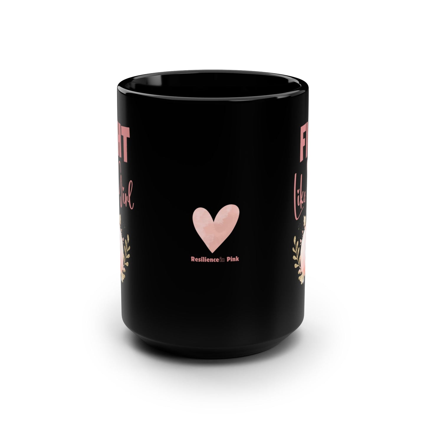 Pink Pumpkin Black Mug for Breast Cancer Awareness Inspirational Fight Like a Girl Thoughtful Mug Gift Resilience in Pink Breast Cancer Support Gift