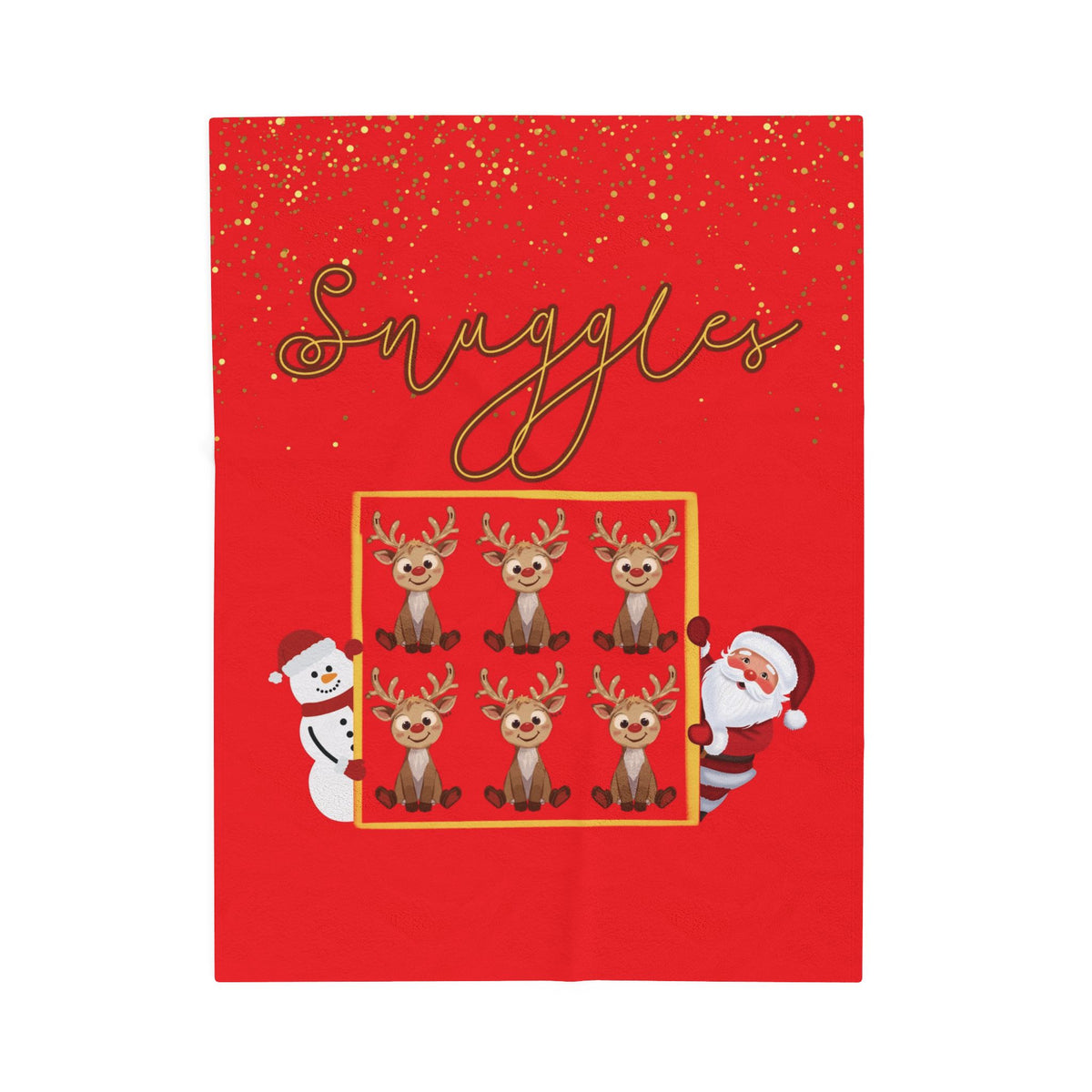 Snuggles Christmas Velveteen Plush Blanket | Cozy Reindeer Holiday Throw