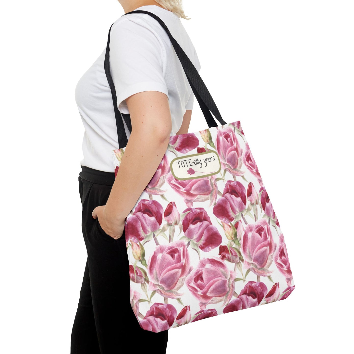 Romantic Floral Tote Bag Valentine's Day Gift Tote Pink Roses Accessory Bag For Weddings Or Romance Gift For That Special Someone