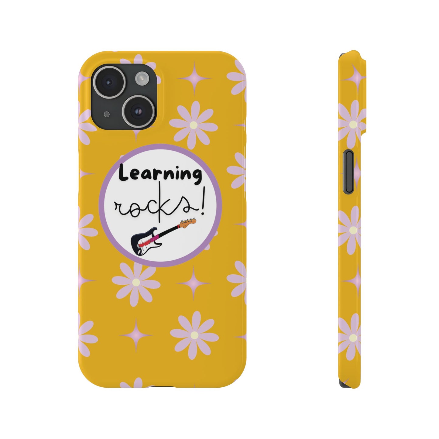 Fun Back to School Phone Cover Accessory Trendy Yellow Floral Phone Cover Inspirational Music-Themed iPhone Case