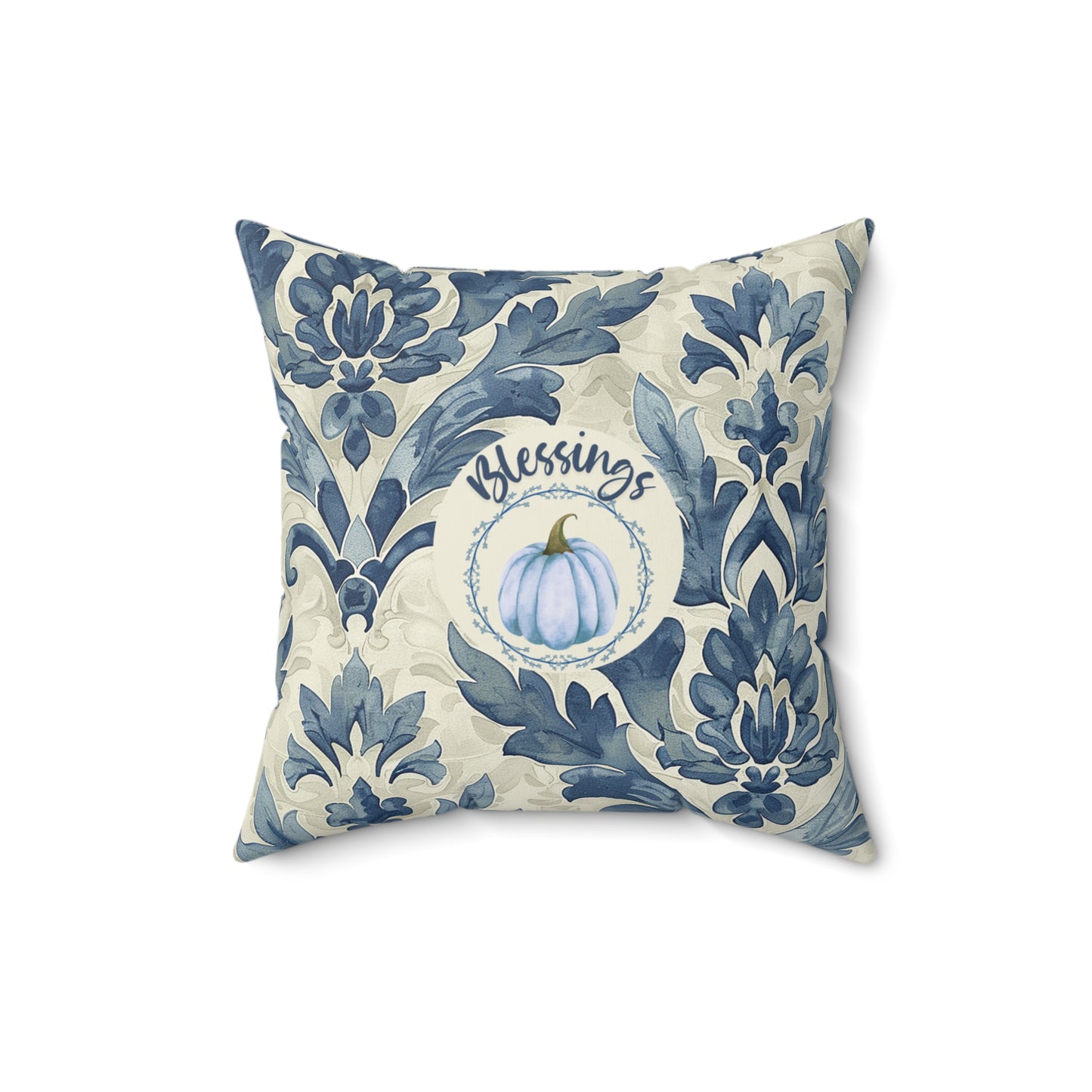 Thanksgiving Accent Decor Pillow Autumn Pumpkin Seasonal Throw Pillow Fall-Themed Navy and Beige Cushion for Her