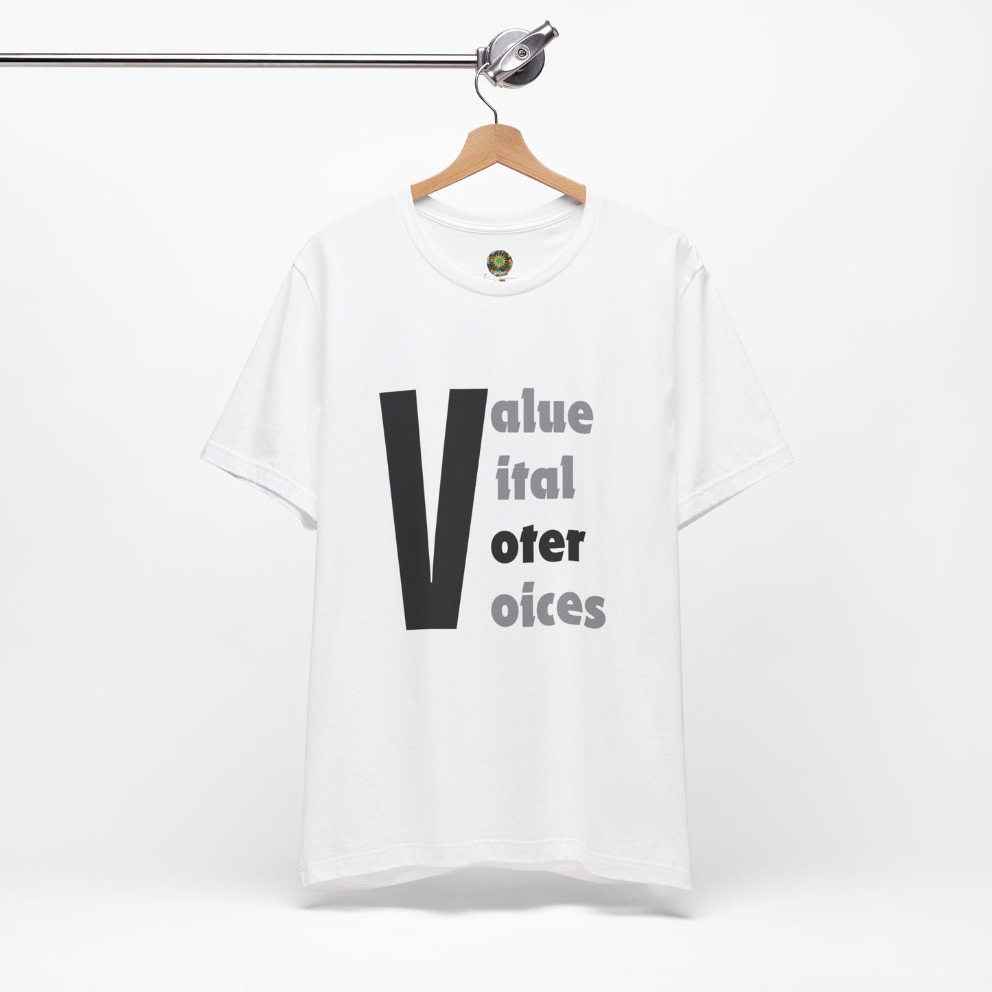 Voting Rights US Election 2024 T-Shirt Value Vital Voter Voices Inspirational Civic Engagement Tee with Big V for Voter Empowerment