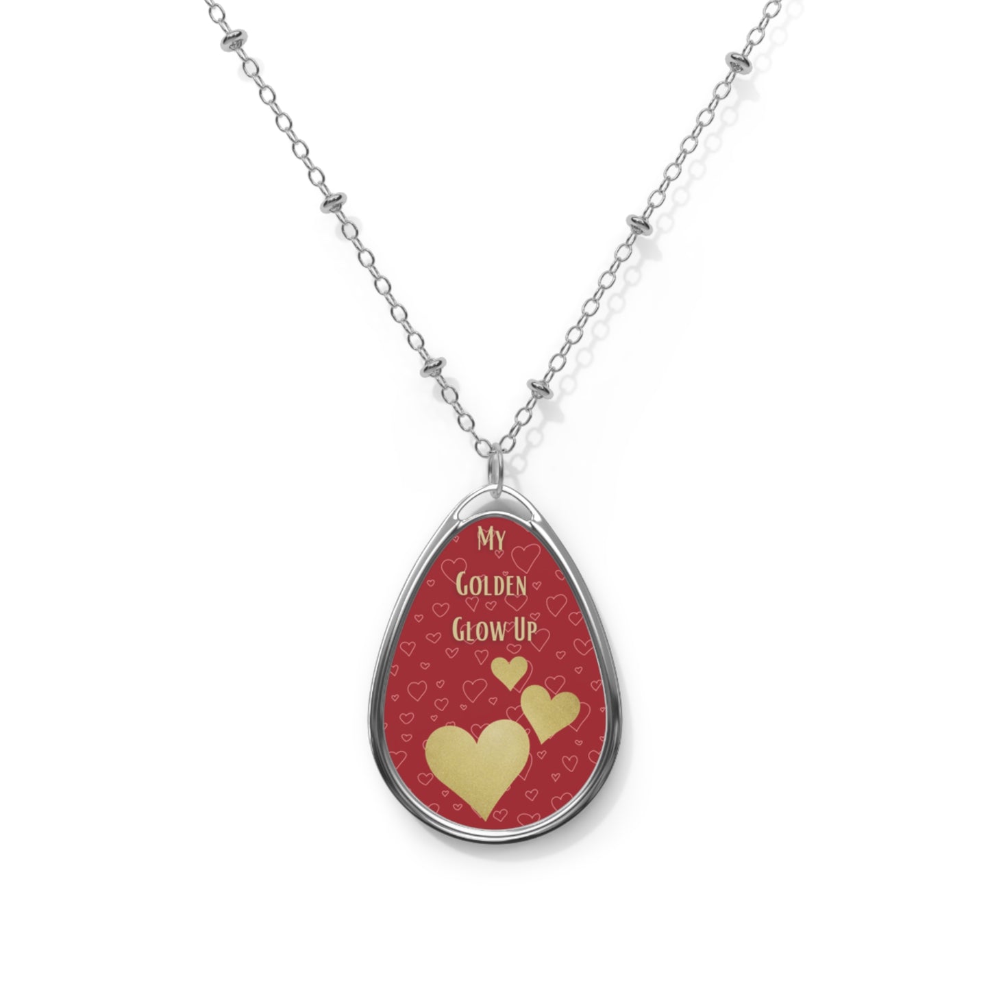 Red And Gold Elegant Statement Necklace Romantic Love-Inspired Jewelry For Her Valentine's Day Gold Heart Pendant Golden Glow Up Inspirational Gift Idea